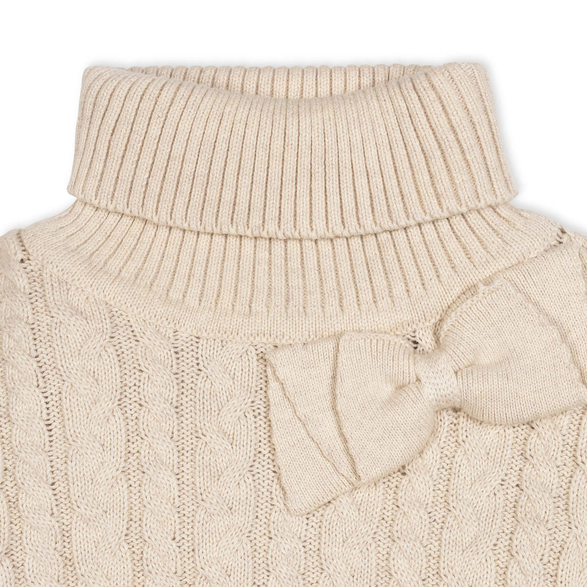 Organic Turtleneck Sweater Cape With Bow