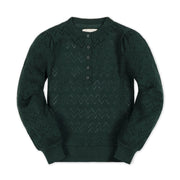 Organic Puff Sleeve Henley Sweater