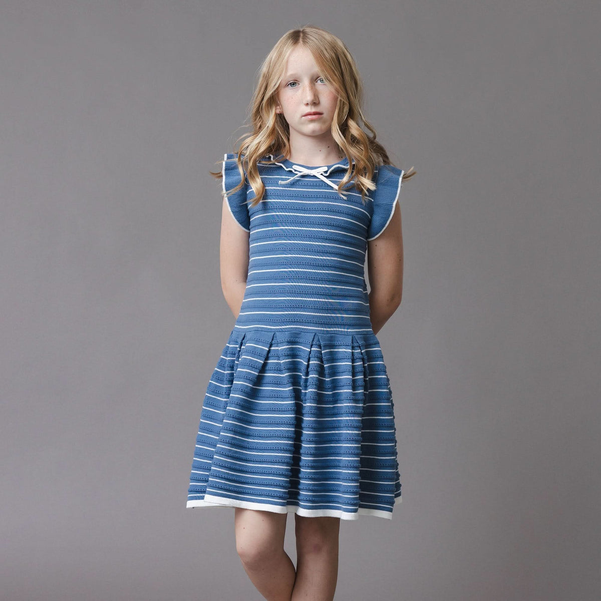 Organic Flutter Sleeve Pleated Sweater Dress
