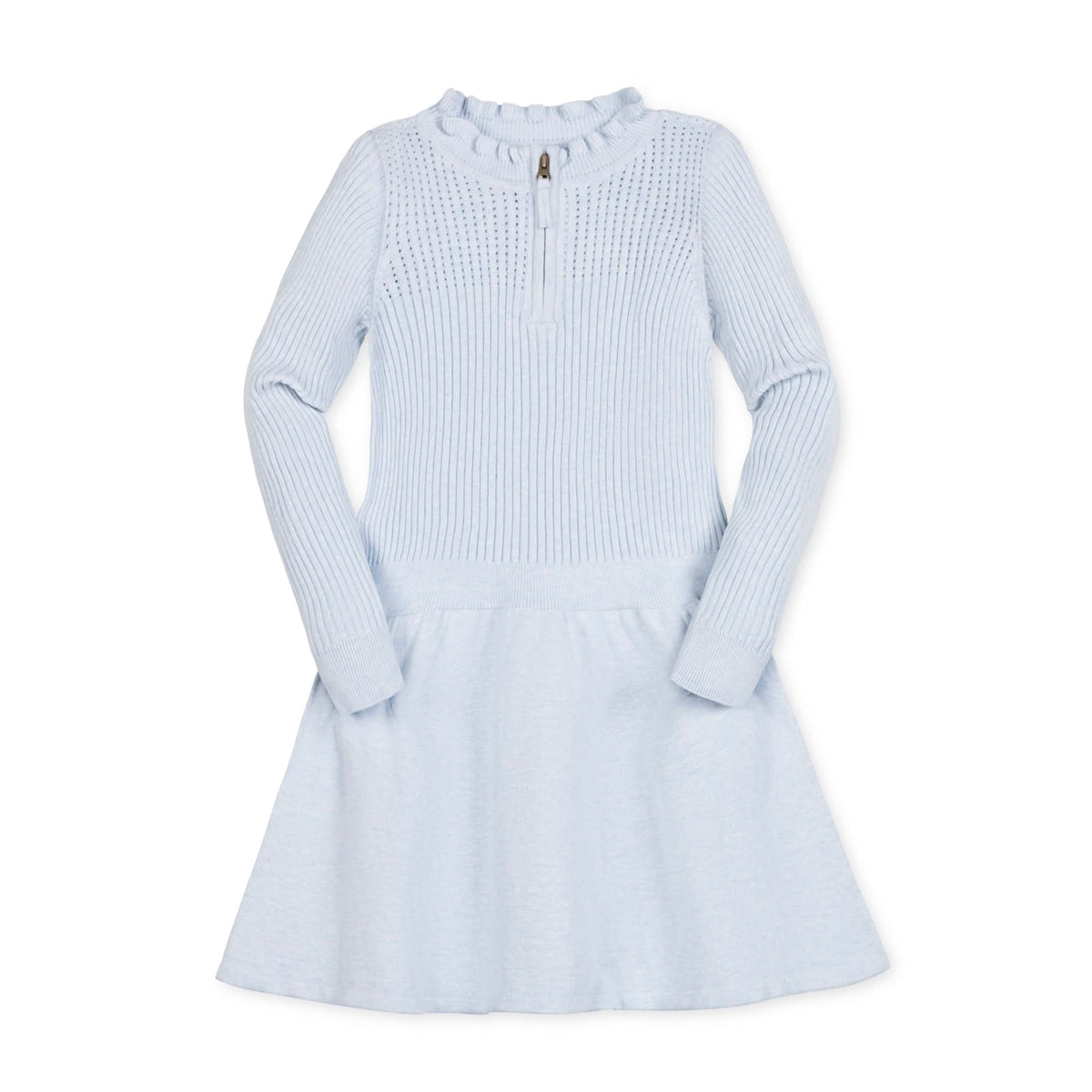 Organic Half Zip Ruffle Neck Sweater Dress
