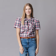 Organic Puff Sleeve Bow Neck Top