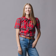 Organic Puff Sleeve Bow Neck Top