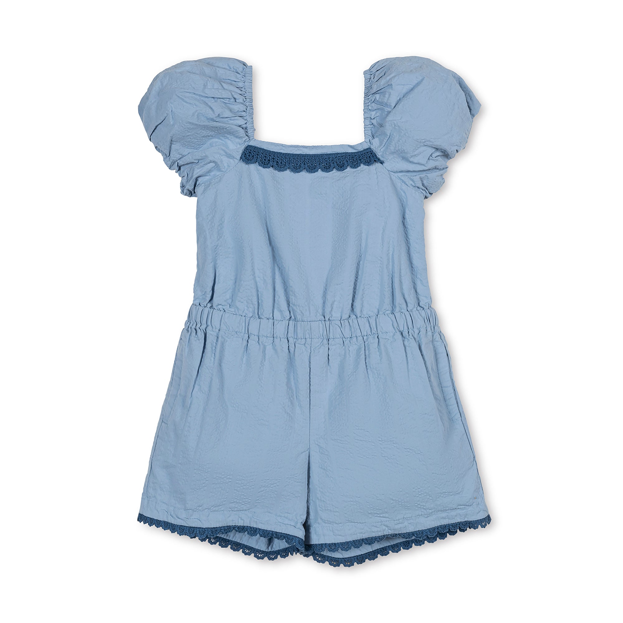 Organic Puff Sleeve Seersucker Romper