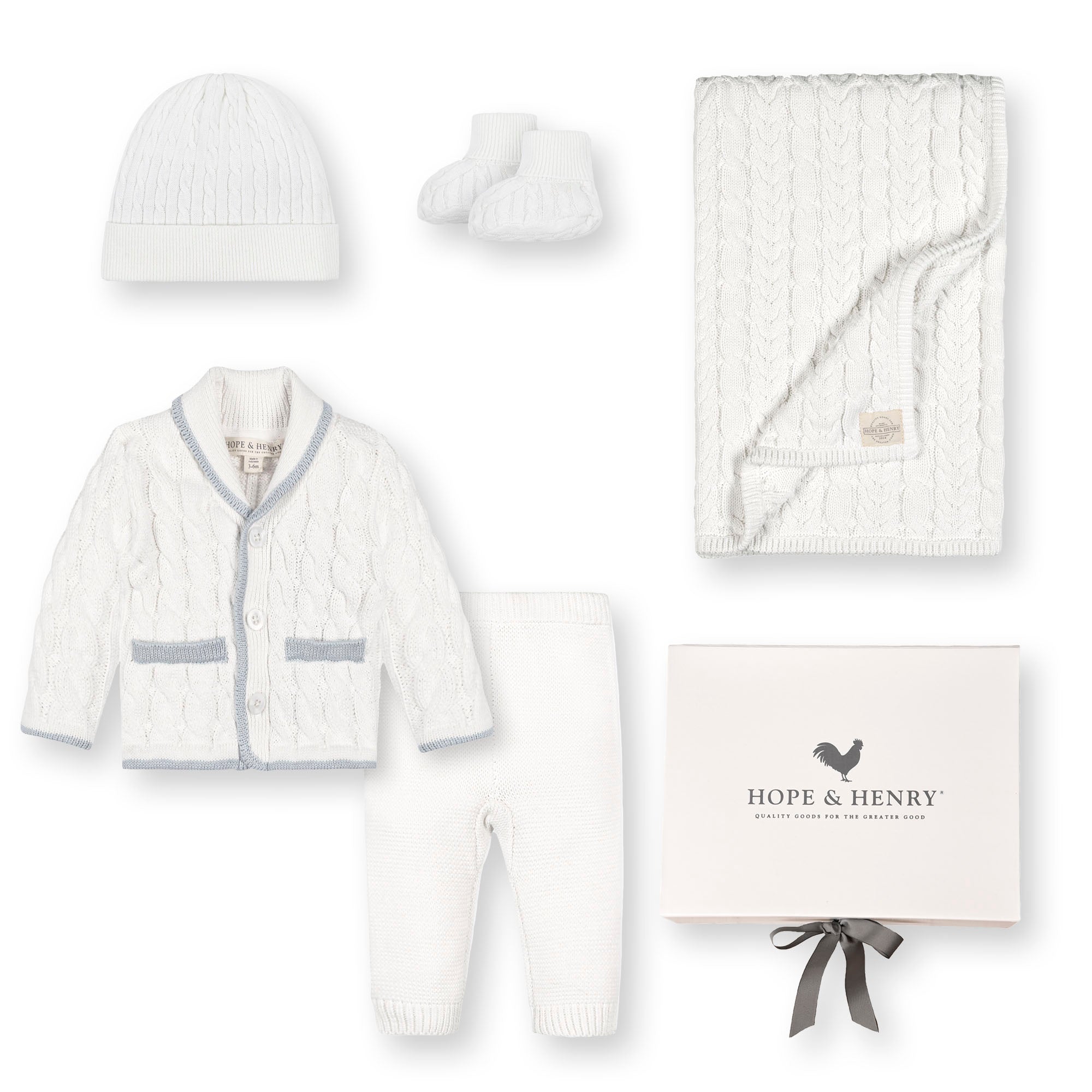 Organic Cable Knit 5-piece Boxed Gift Set