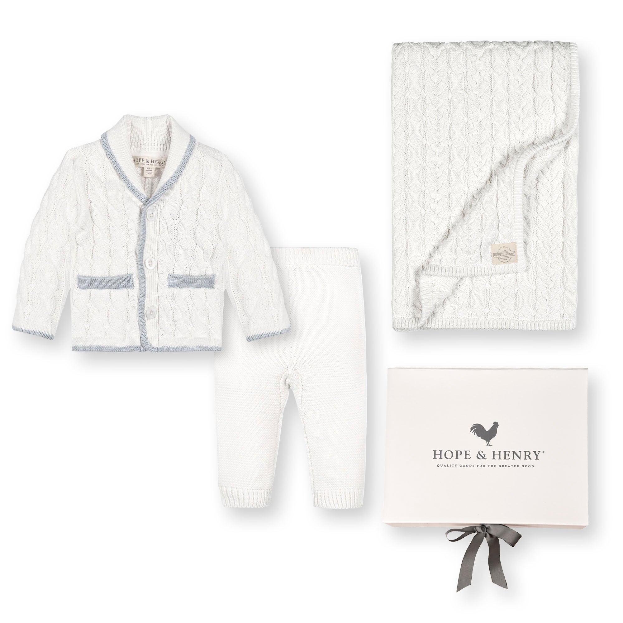 Organic Cardigan, Legging, And Blanket 3-piece Boxed Gift Set