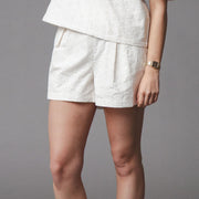 Organic Eyelet Button Tab Short