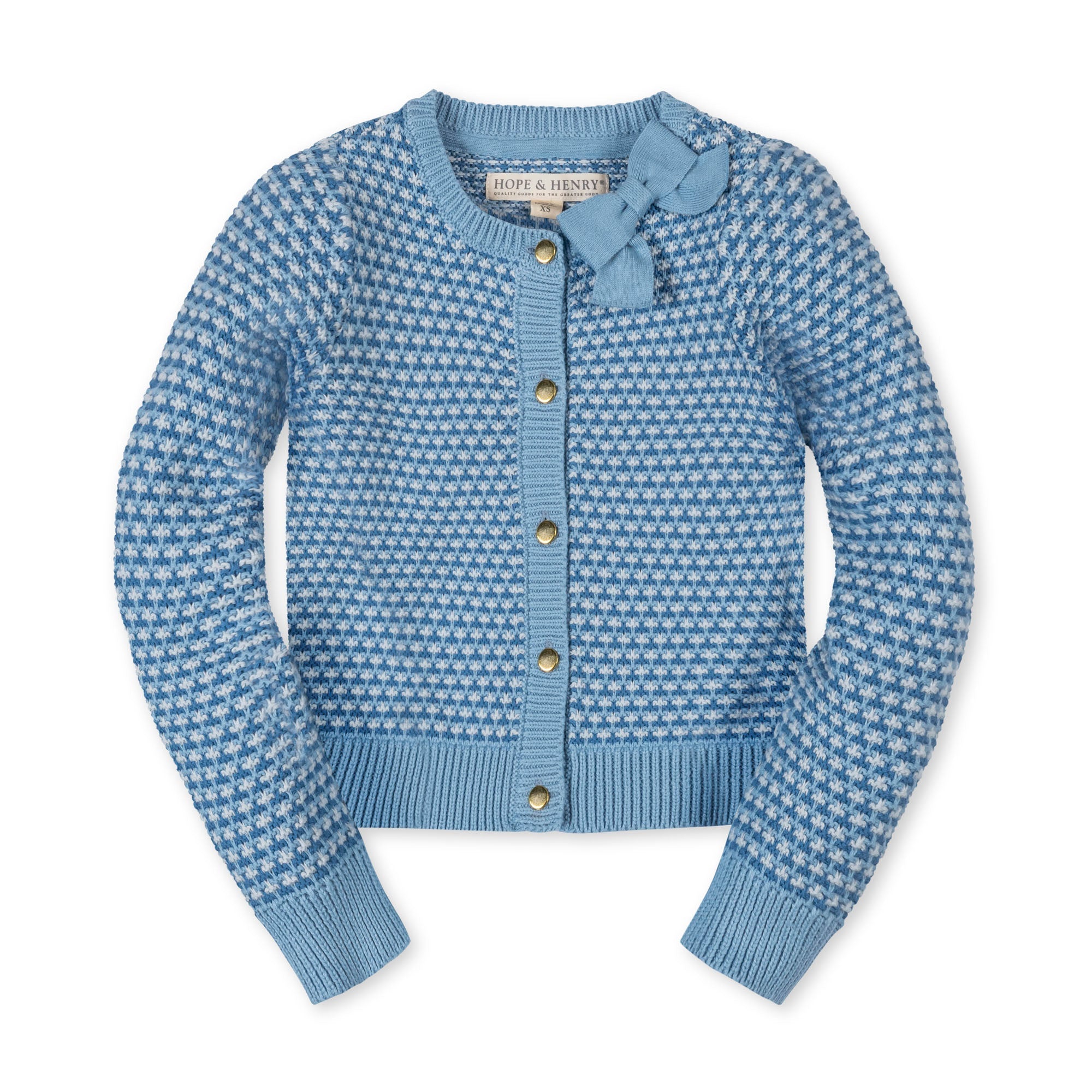 Organic Tweed Stitch Bow Cardigan