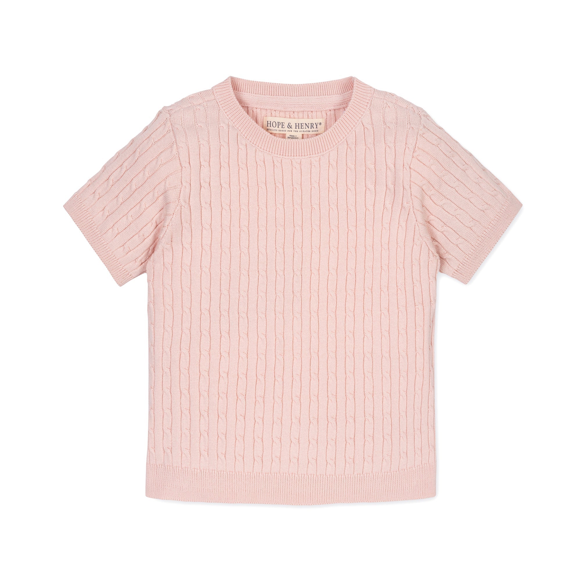Organic Short Sleeve Cable Sweater