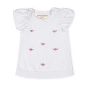 Organic Ruffle Sleeve Pointelle Sweater