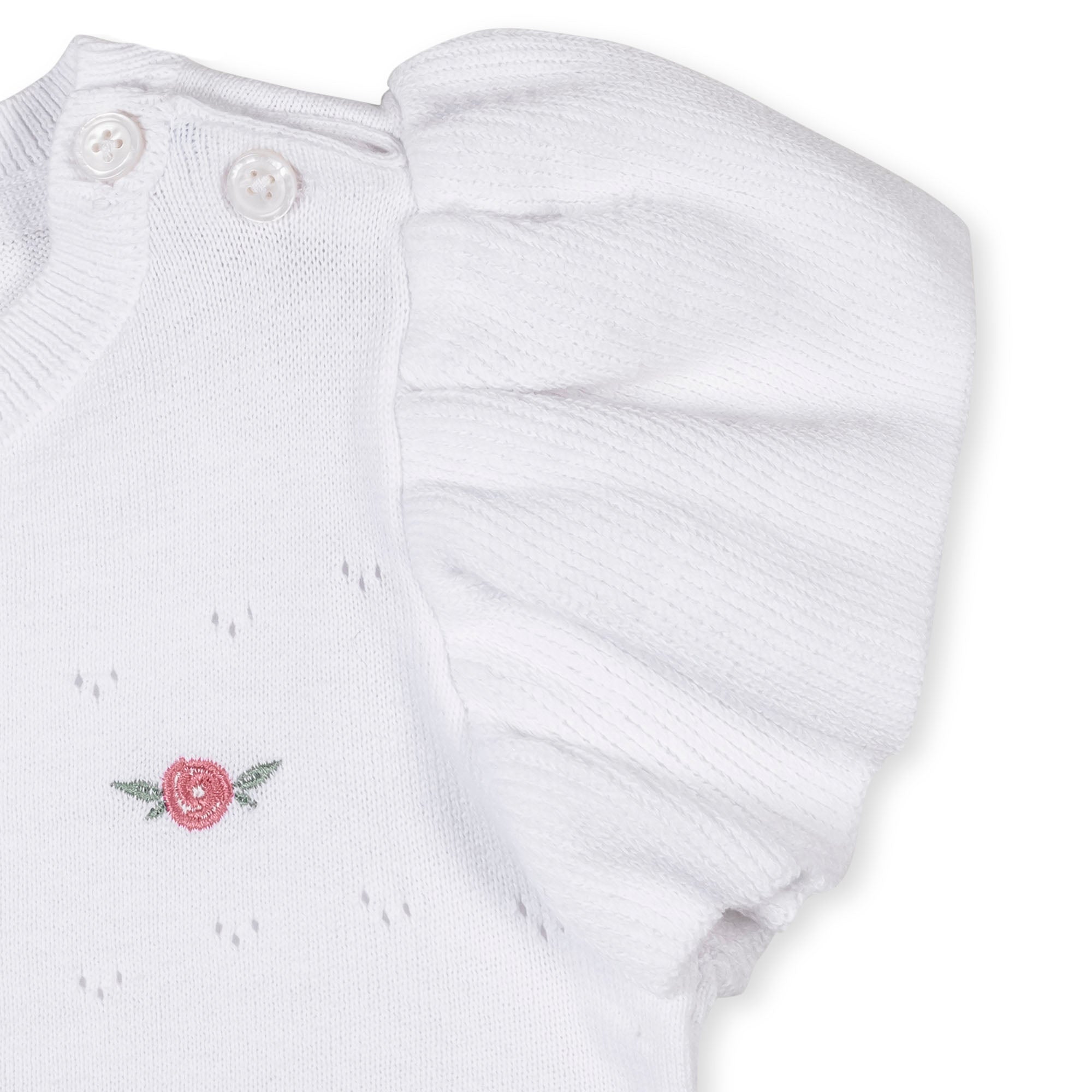 Organic Ruffle Sleeve Pointelle Sweater