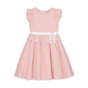 Organic Seersucker Ruffle Sleeve Peplum Dress