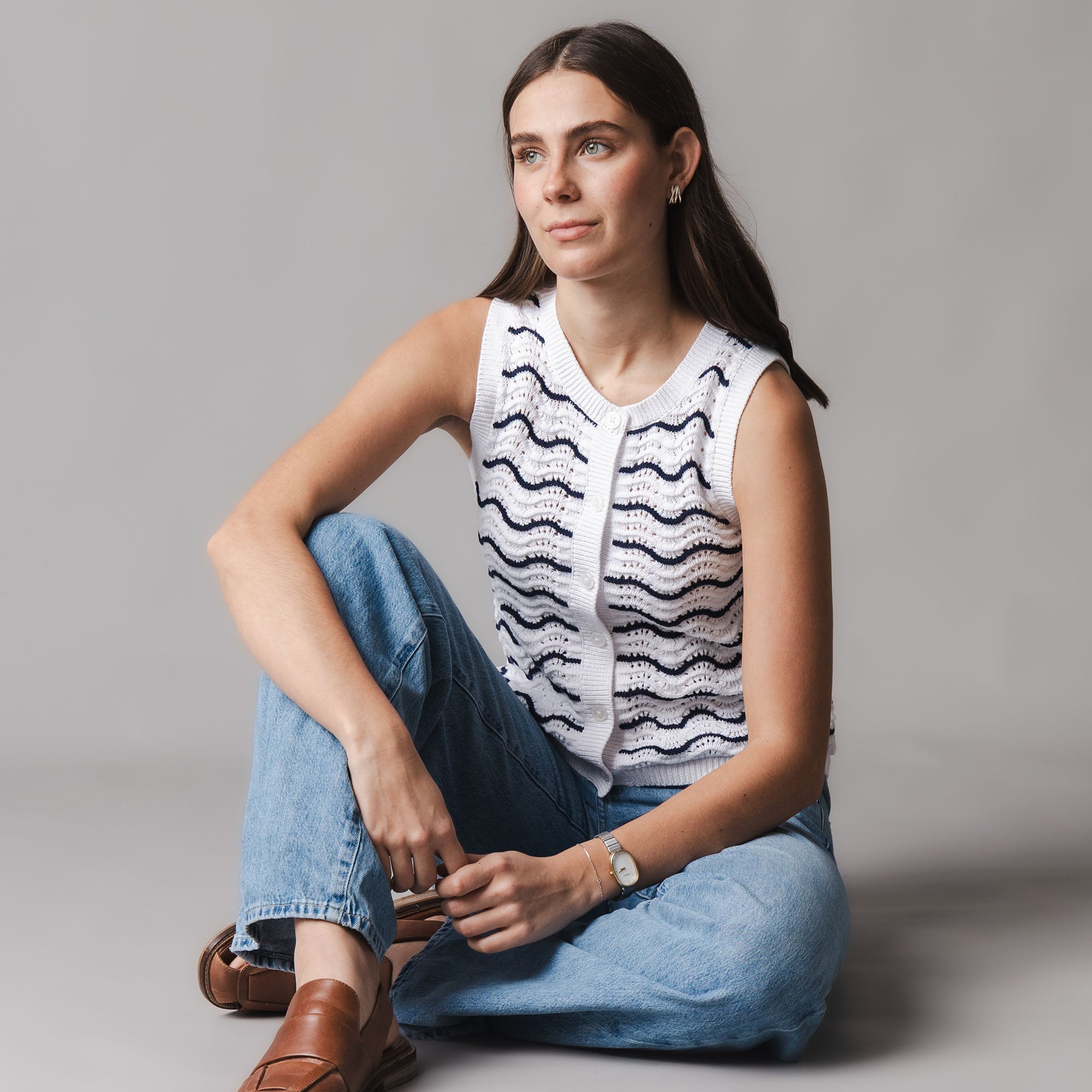 Organic Button Front Sweater Tank