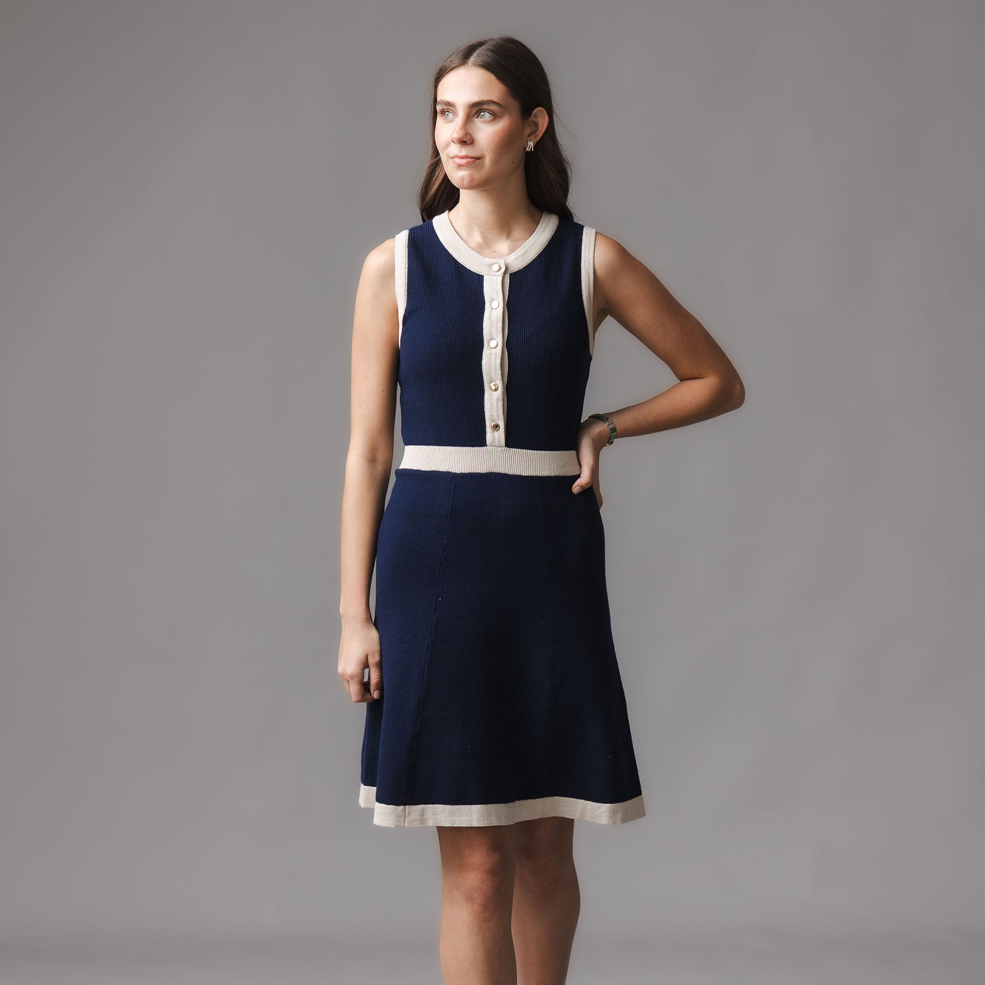 Organic Button Front Sweater Dress