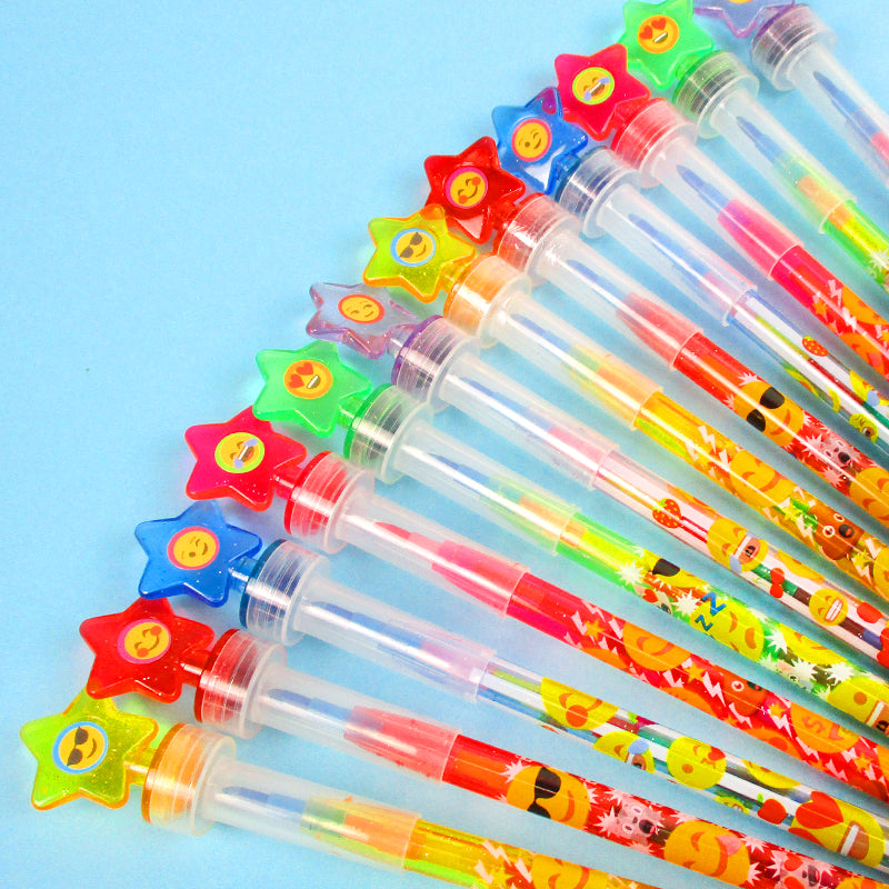 Emoji Stackable Crayon With Stamper Topper