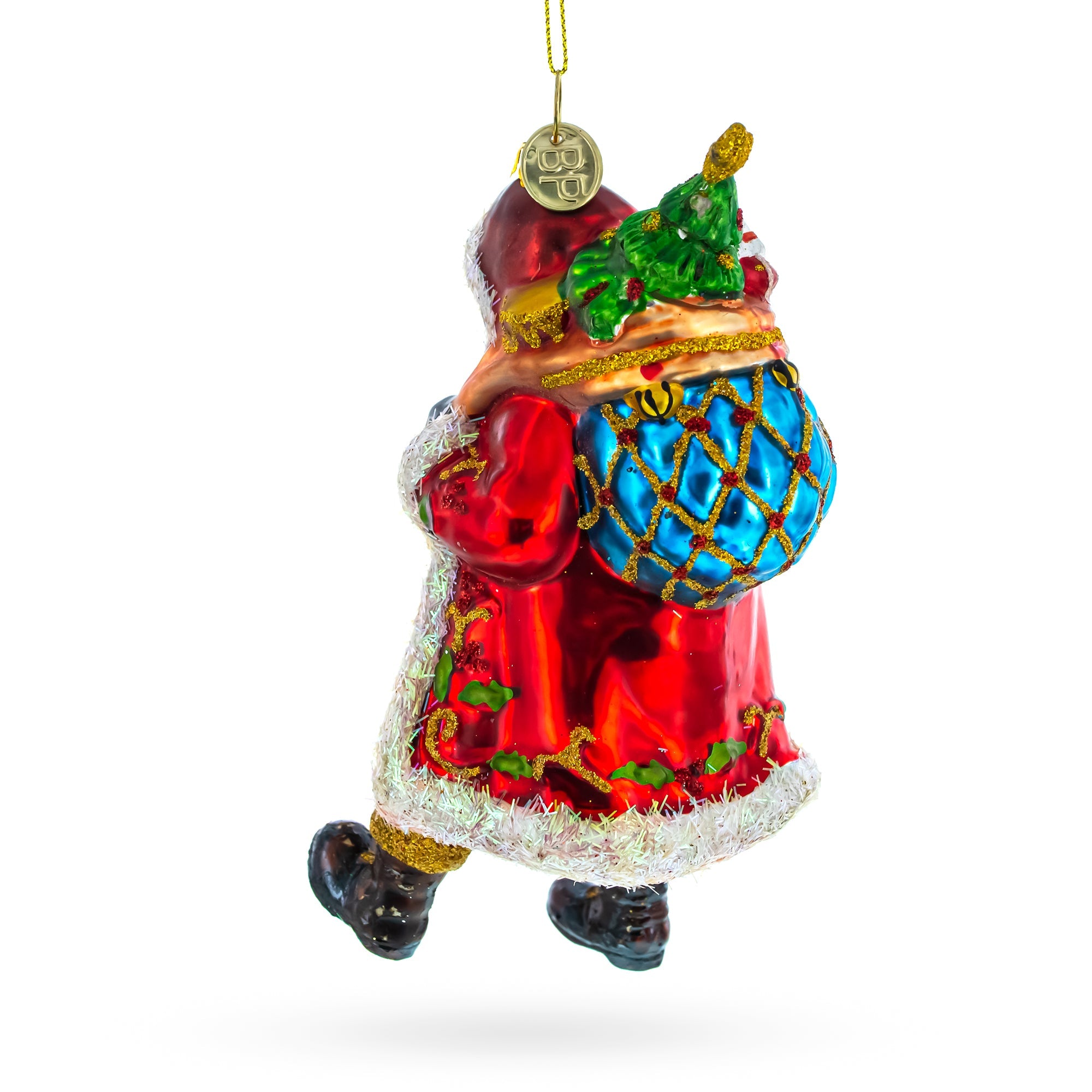 Santa's Midnight Gift Delivery - Blown Glass Christmas Ornament