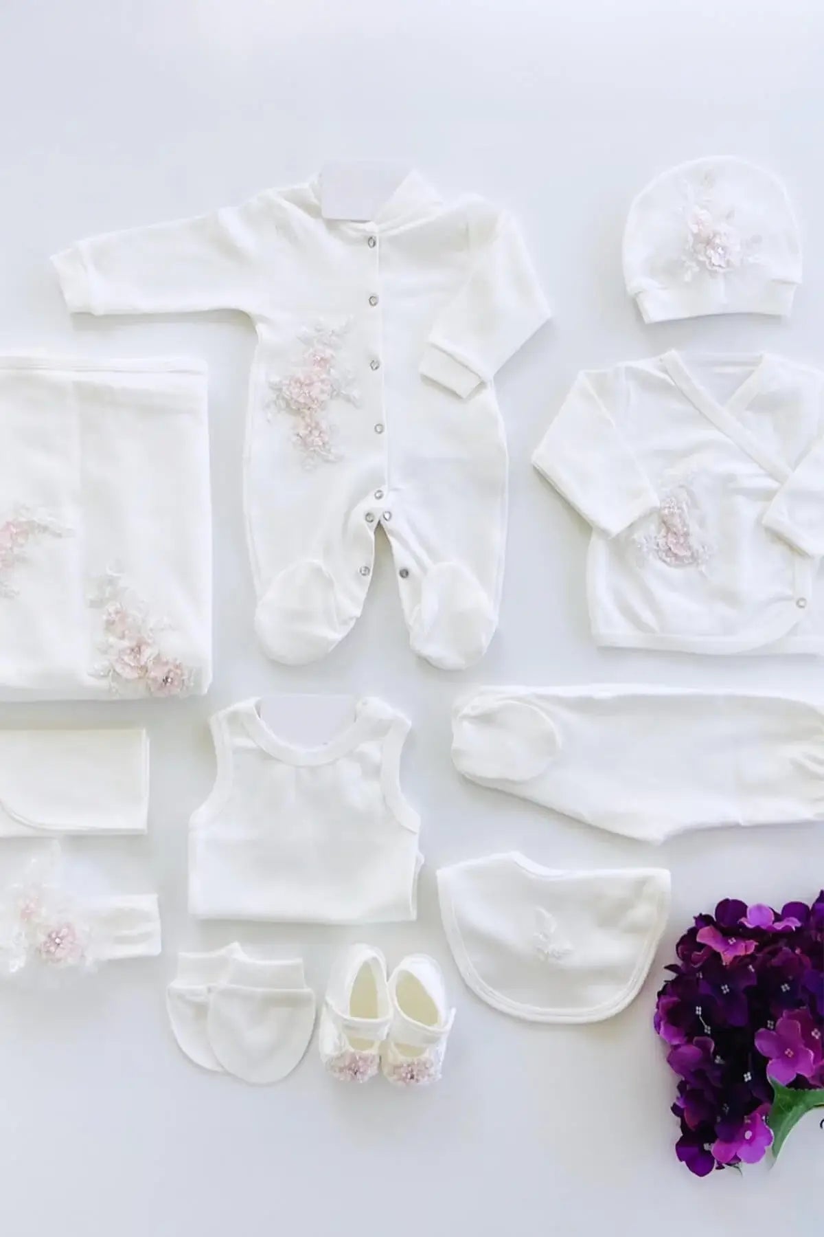 Floral Newborn Baby Girl Coming Home Set (11 Pcs)