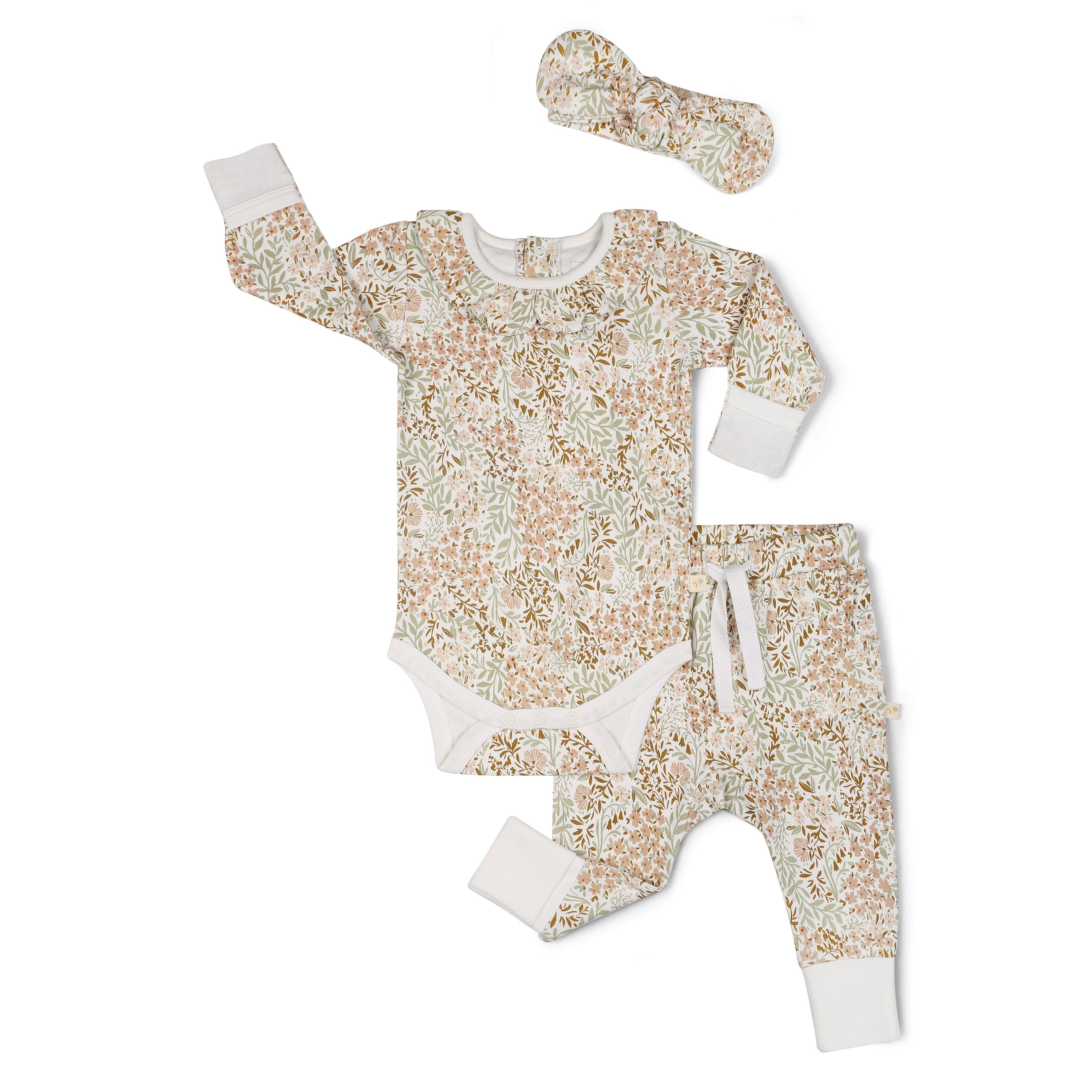 Organic Ruffle Onesie & Pants Set - Gardenia