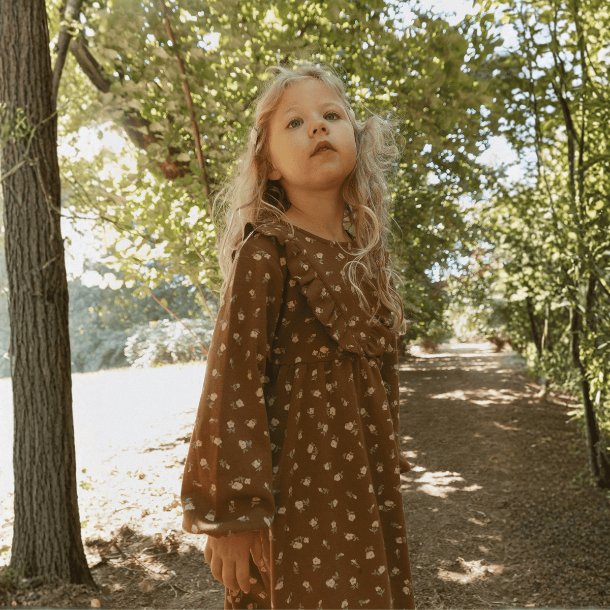 Organic Long Sleeve Ruffle -v- Dress - Primrose