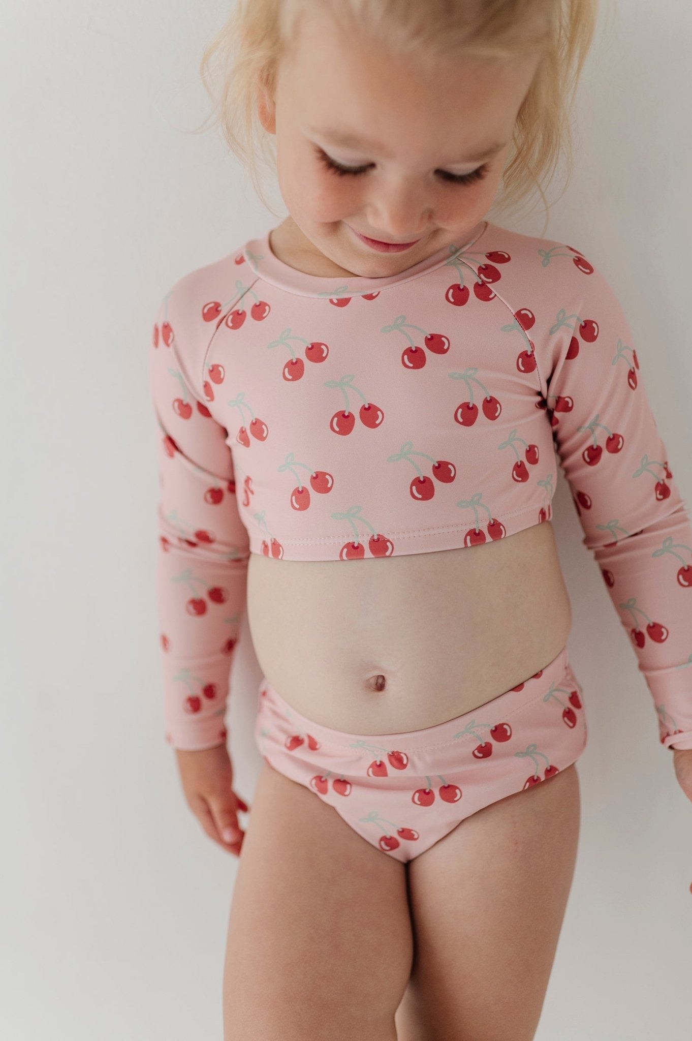 Girls Crop Two-piece Swimsuit In Cherries