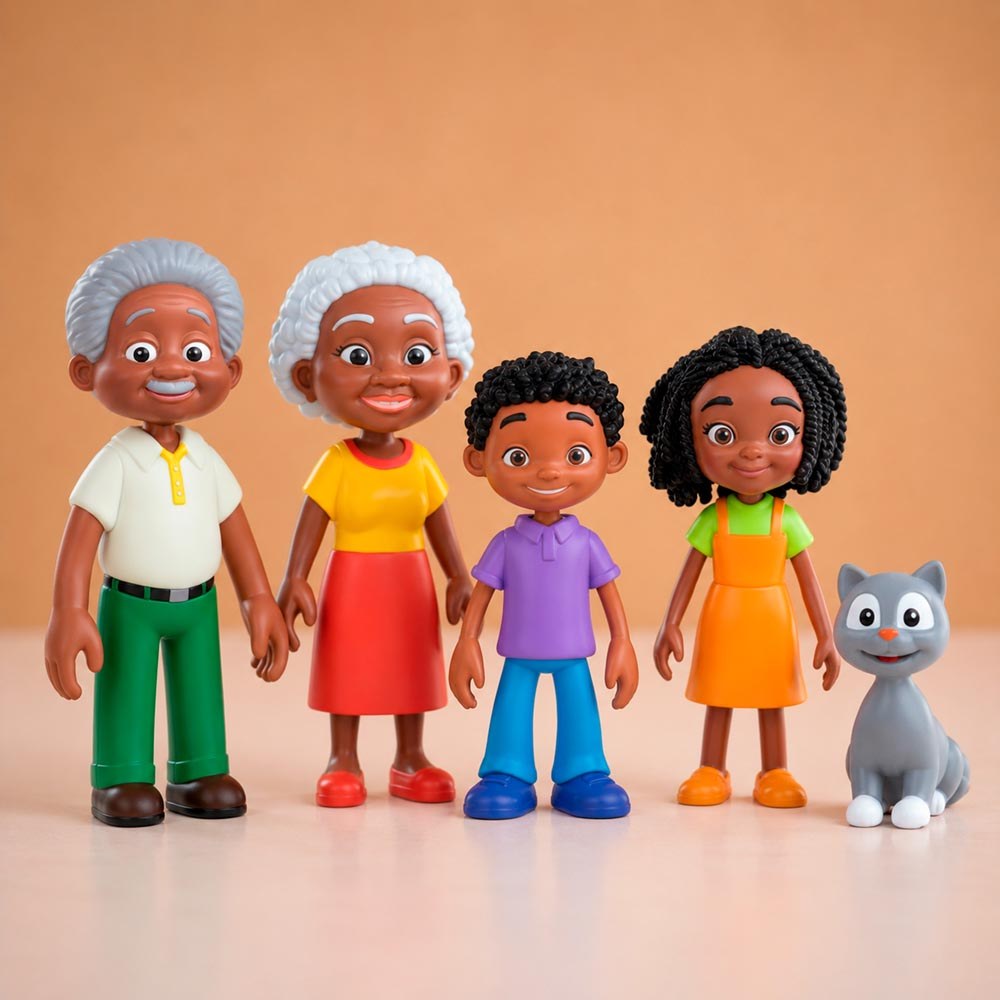 Dark-Skinned Family