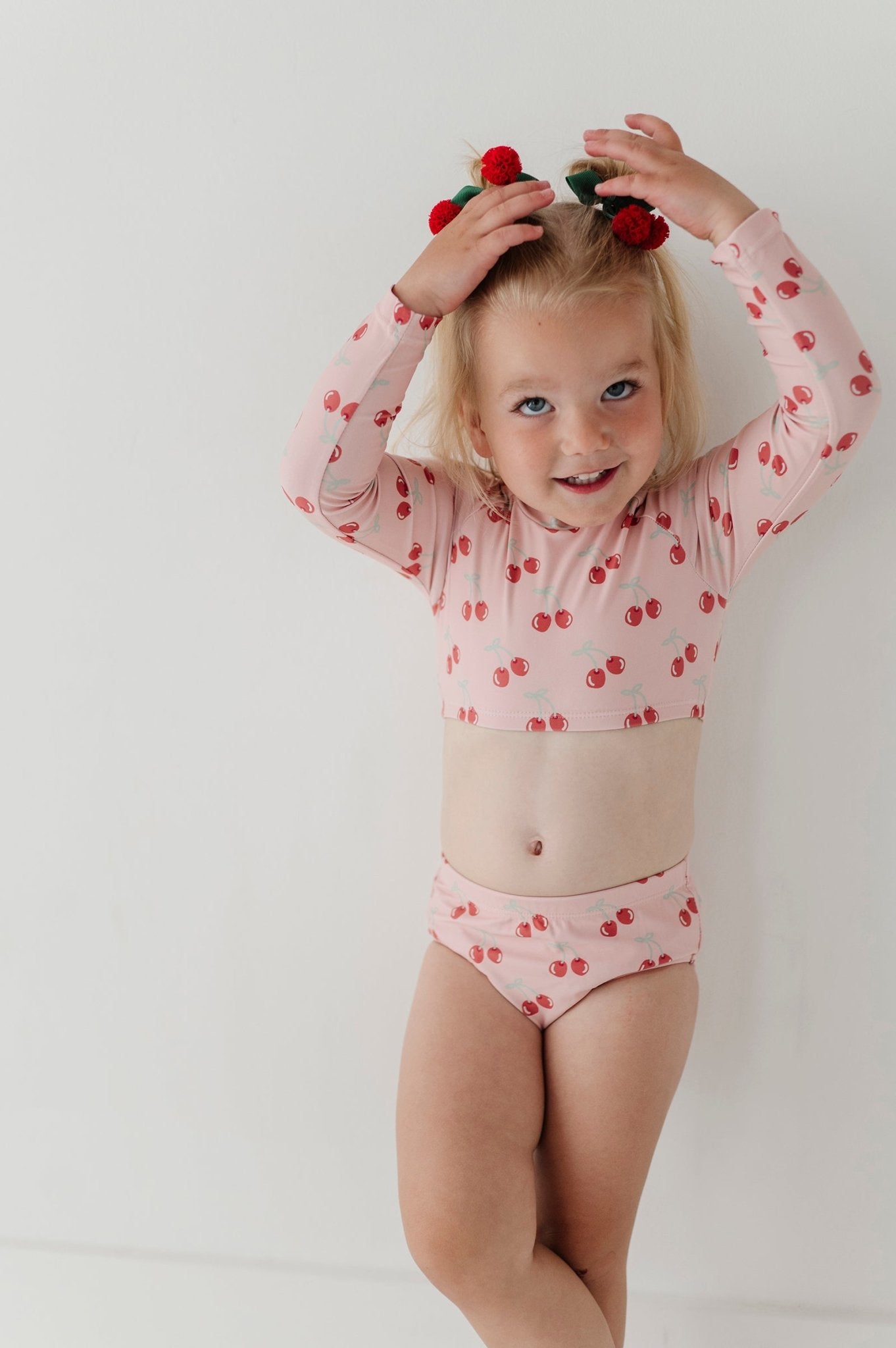 Girls Crop Two-piece Swimsuit In Cherries