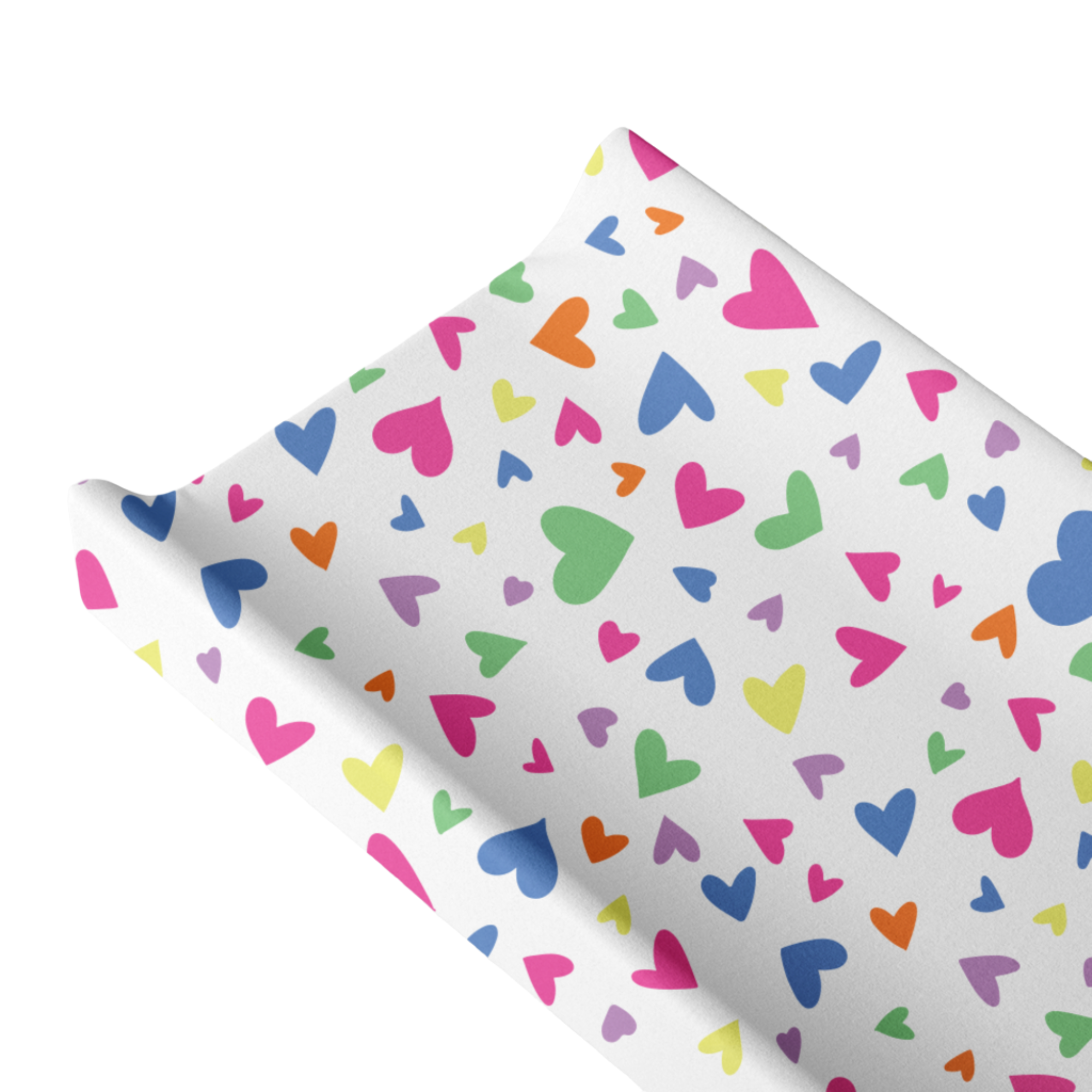 Colorful Hearts Organic Changing Pad Cover