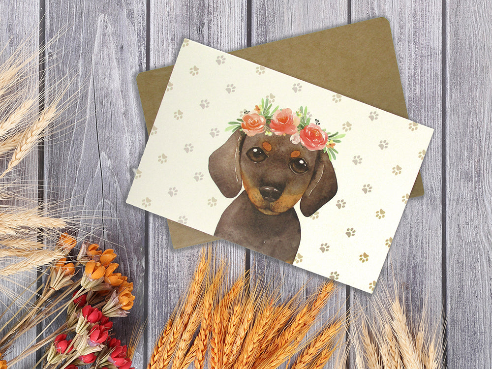Dogs With Floral Crowns - 36 Pack Assorted Greeting Cards For All Occasions - 9 Design