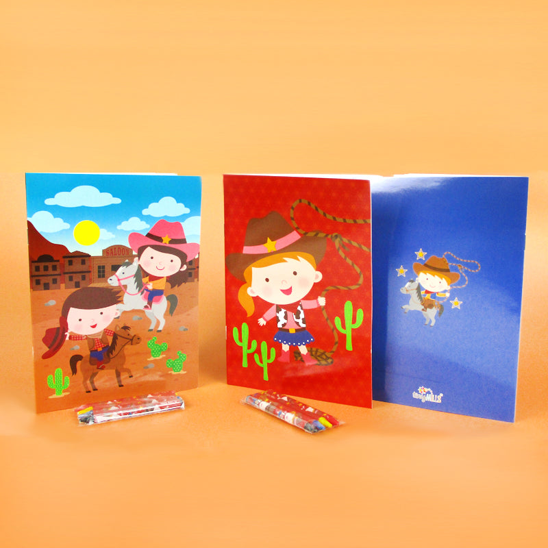 Western Cowboy Cowgirl Coloring Books With Crayons Party Favors - Set Of 6 Or 12