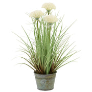 Tall Faux White Mum Grass Plant