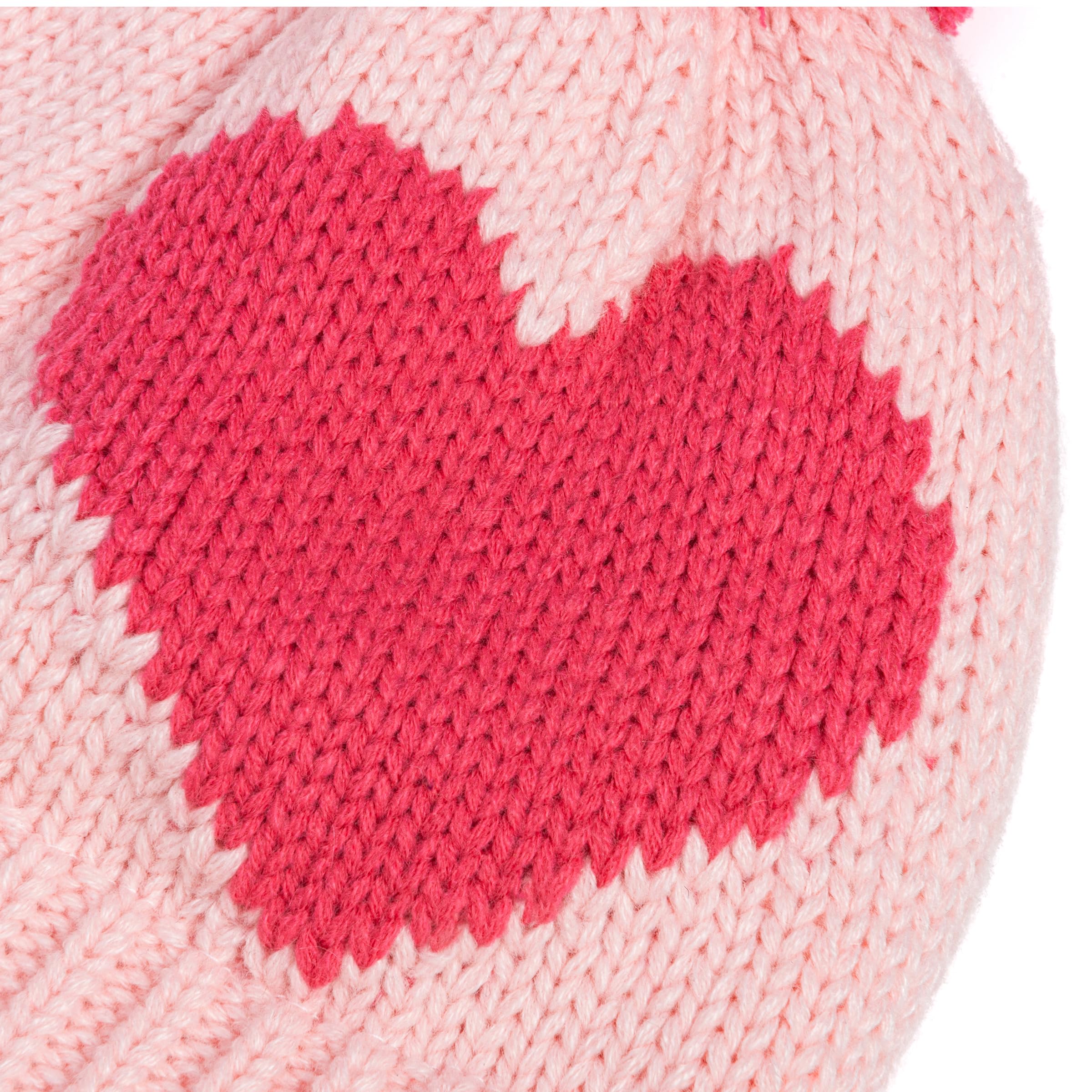 Heart Design Winter Hat Set With Cute Animal Mittens For Girls 1-6 Years, Fleece-lined For Comfort