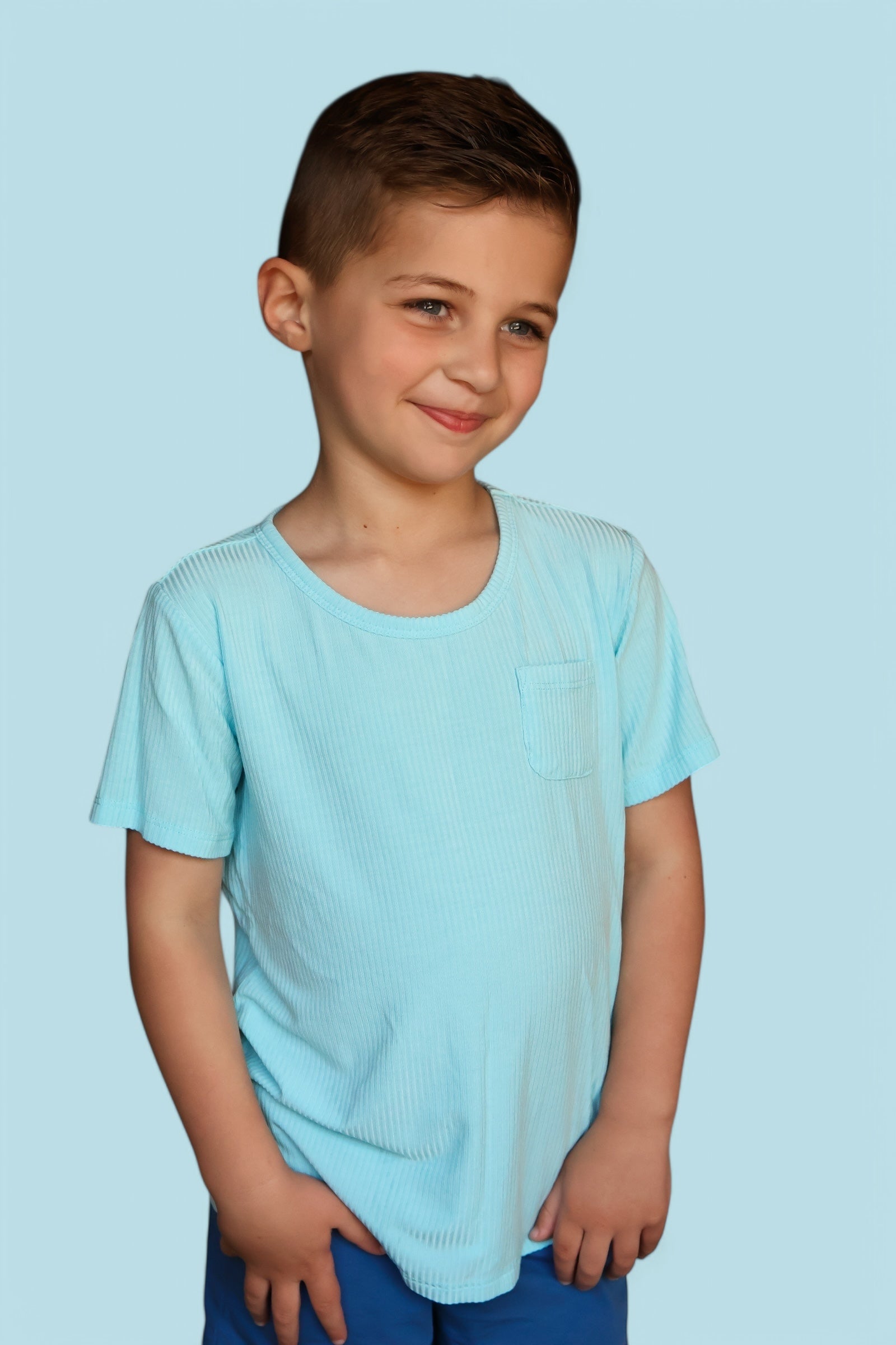 Capri Blue Rib Dream Pocket Tee