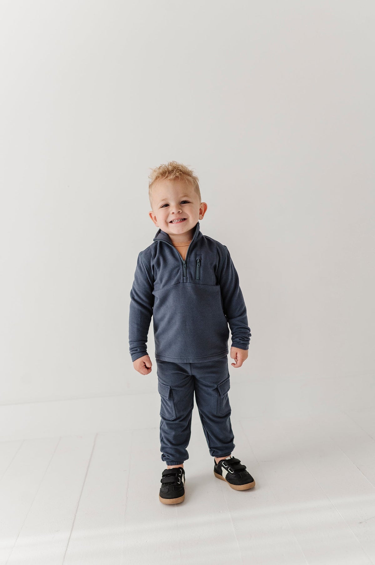 Boys 3/4 Fleece Zip Sweatshirt In Nightfall Blue