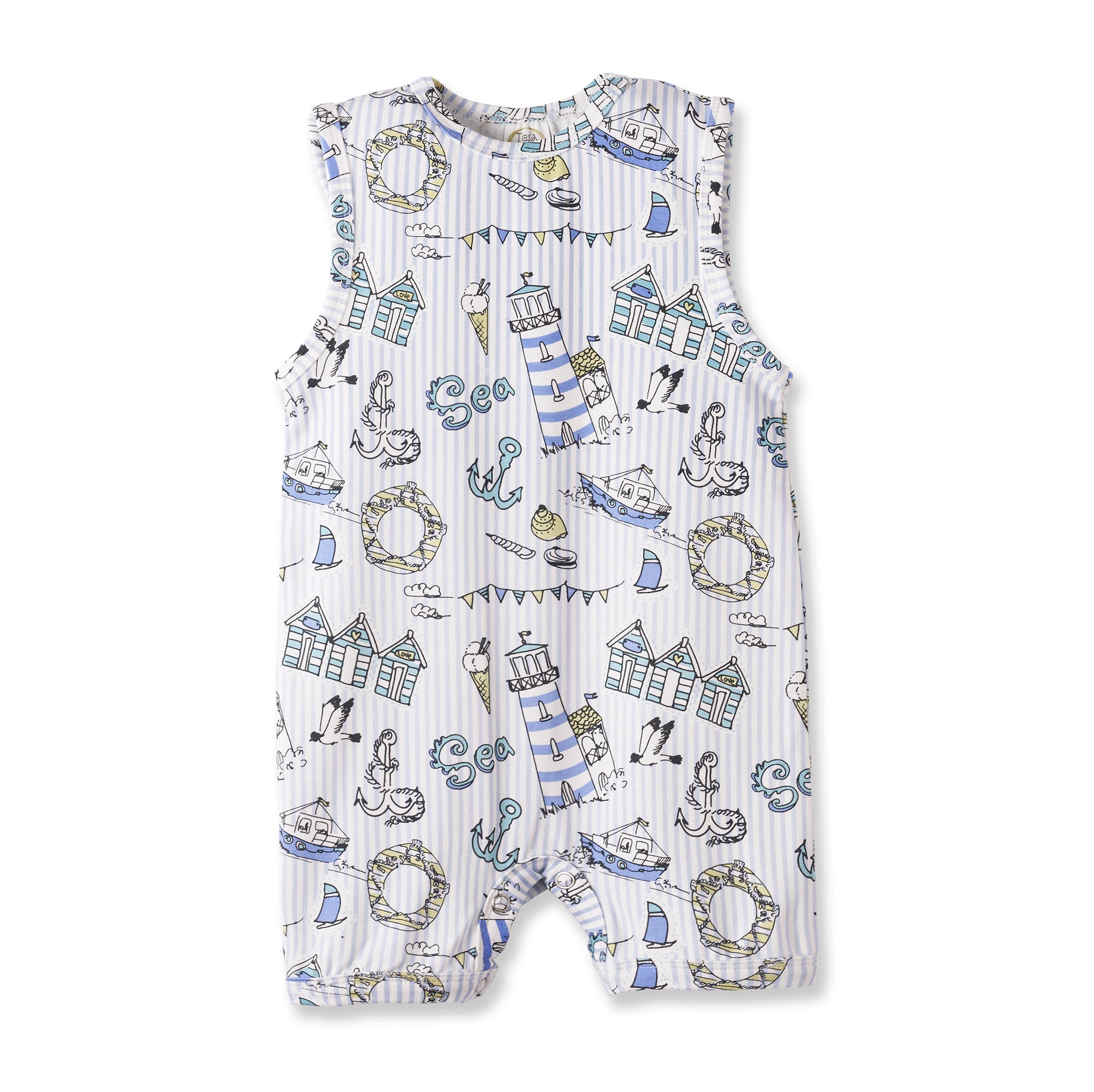Seashore Shortall Romper – Bamboo Baby Neutral One Piece