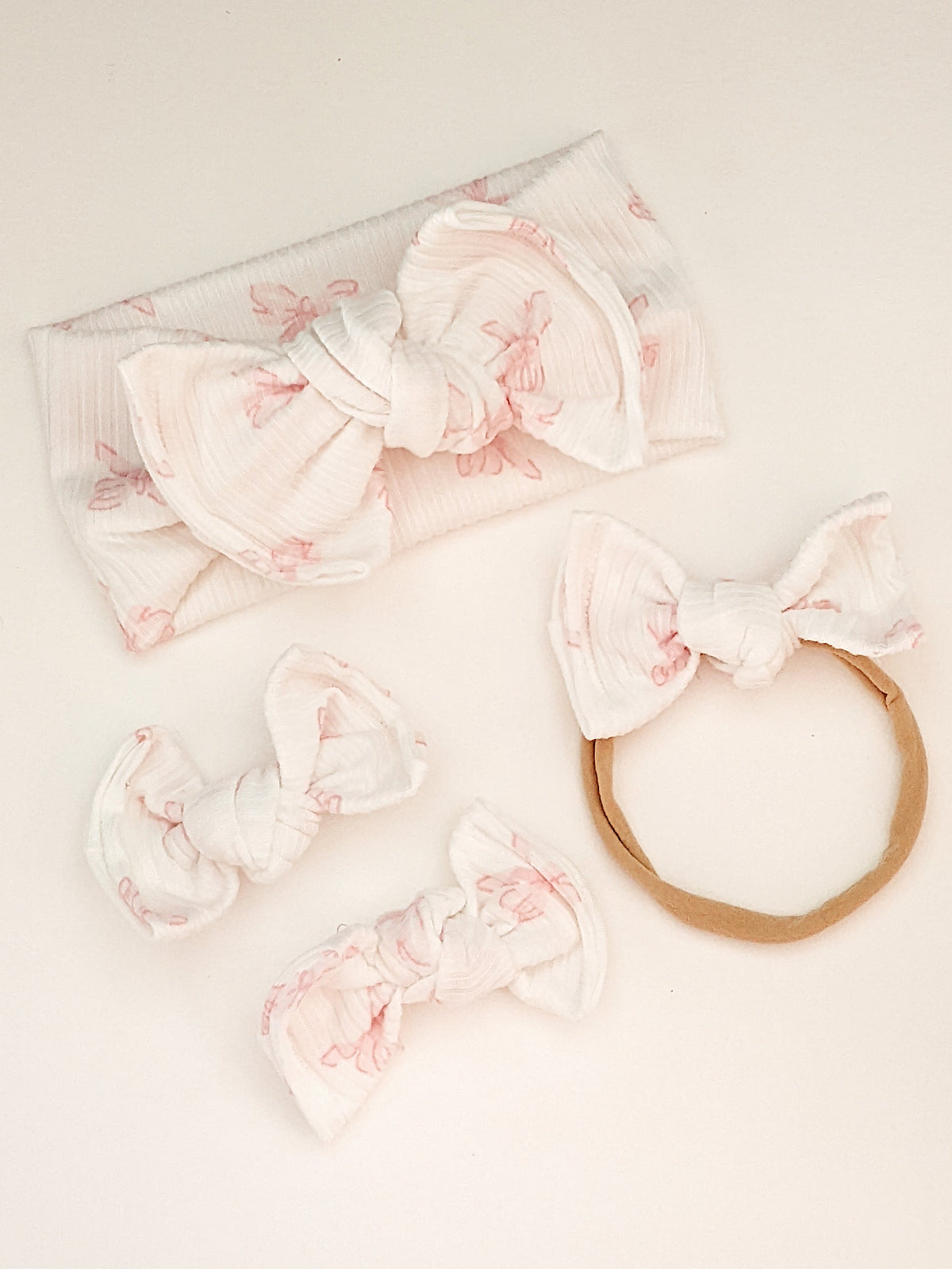 Blush Ribbon Ribbed Bow