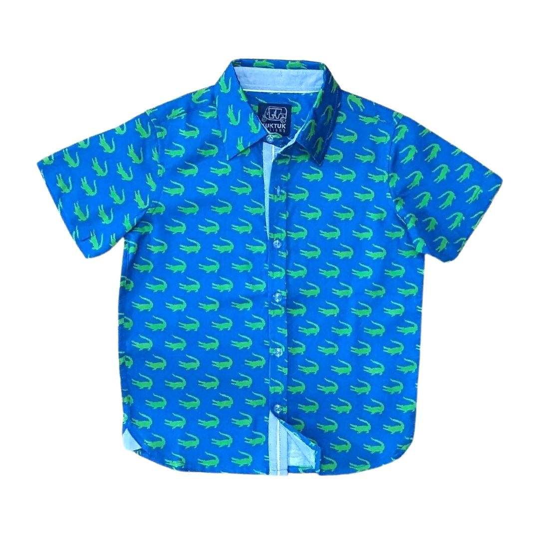 Alligators Blue-green Shirt In Short Sleeves