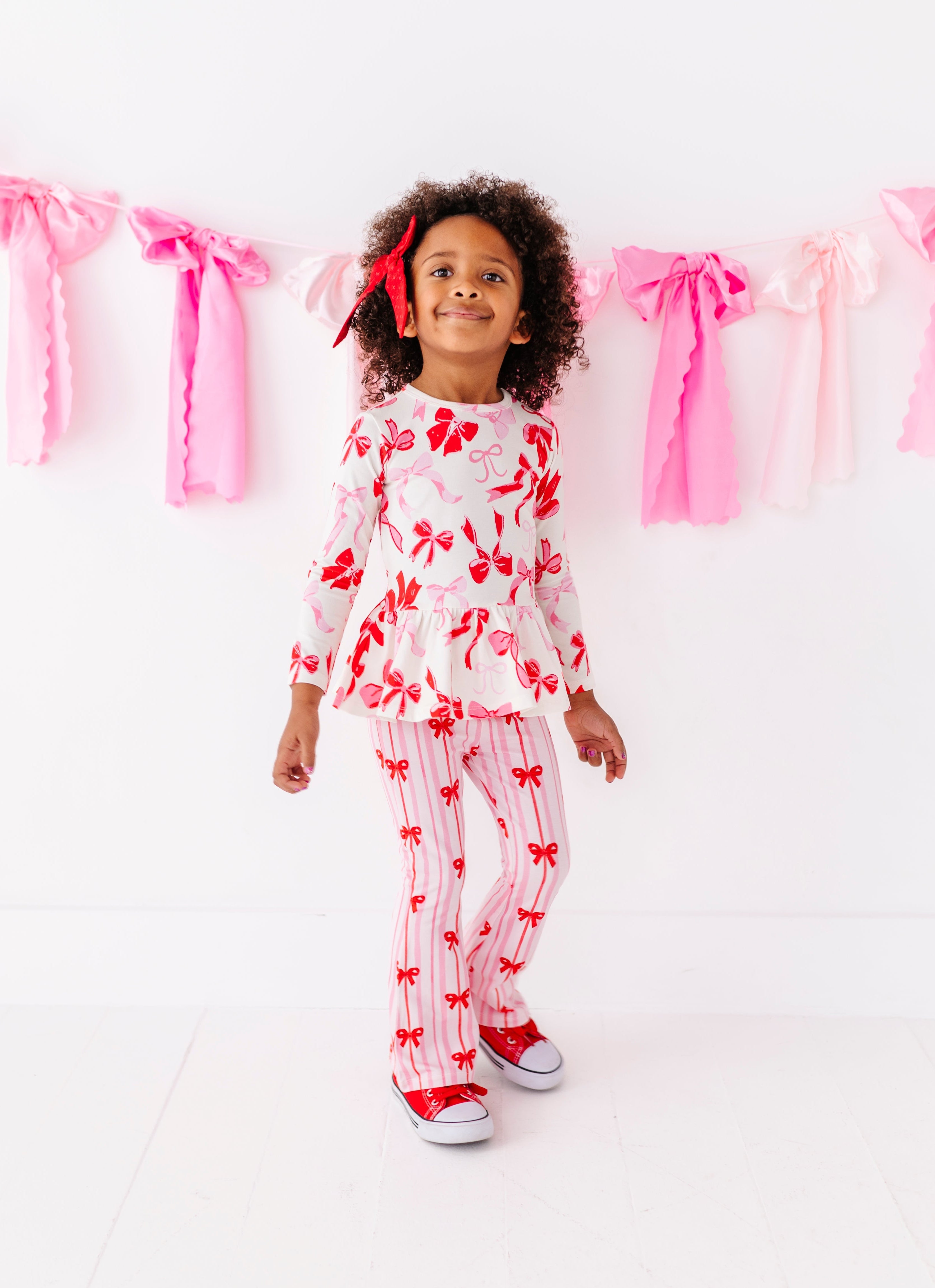 Blushing Bows Bamboo/cotton Peplum Top