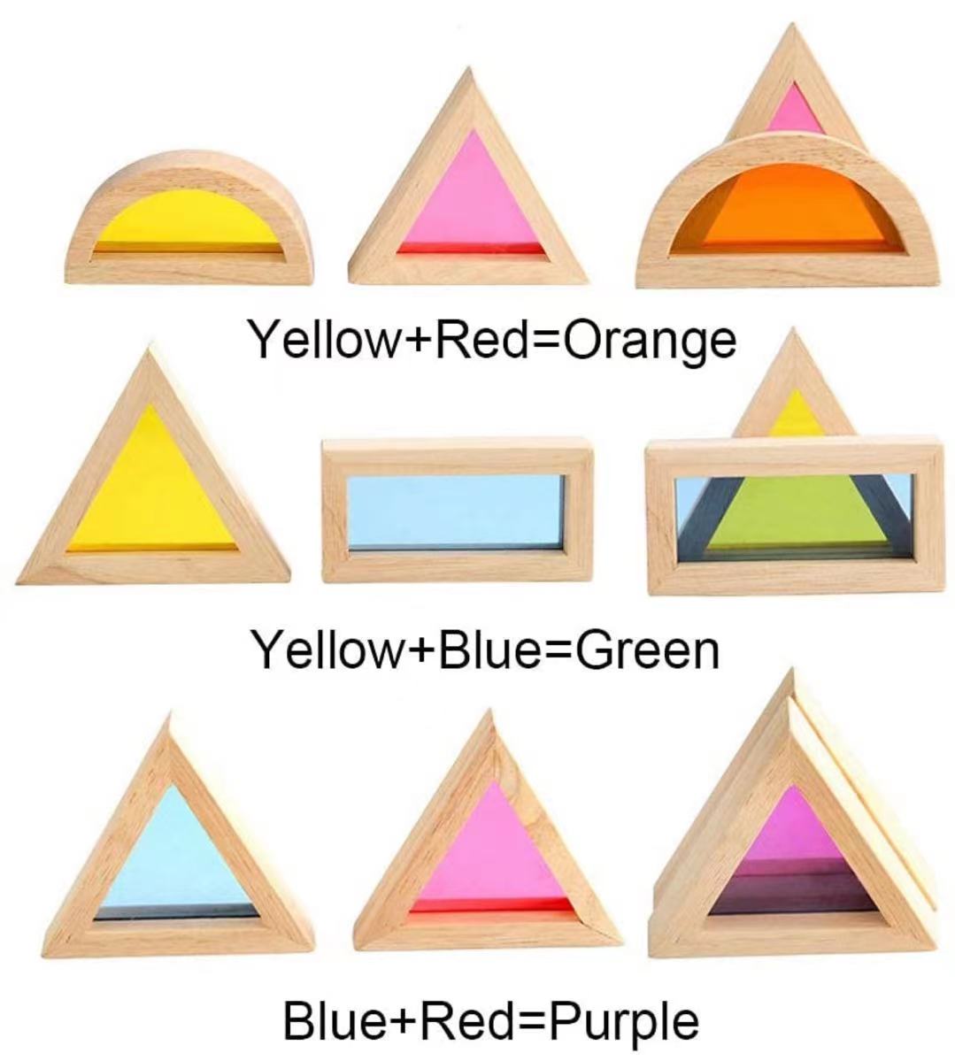 24 Pcs Rainbow Acrylic Sensory Wooden Building Blocks