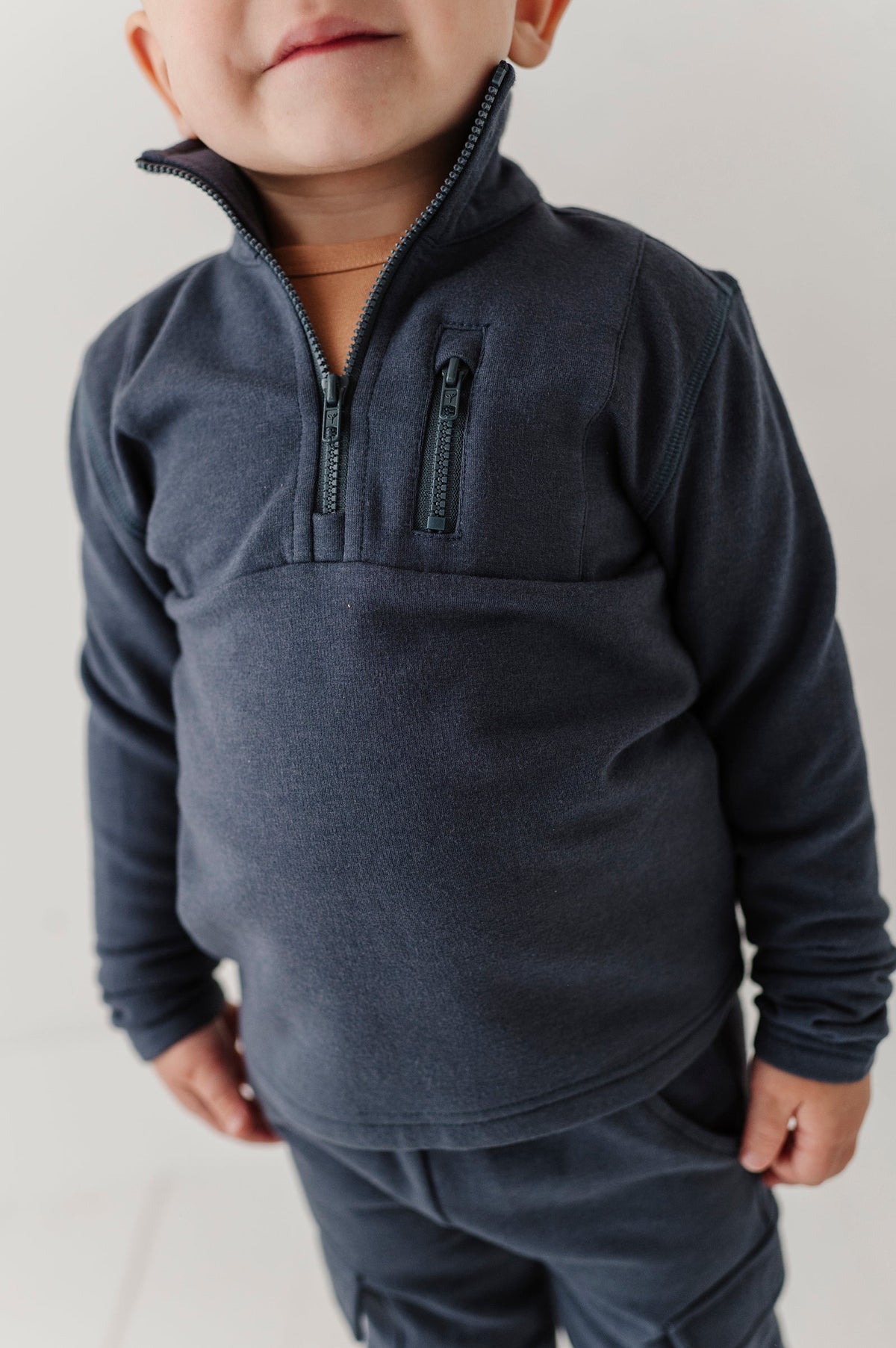 Boys 3/4 Fleece Zip Sweatshirt In Nightfall Blue