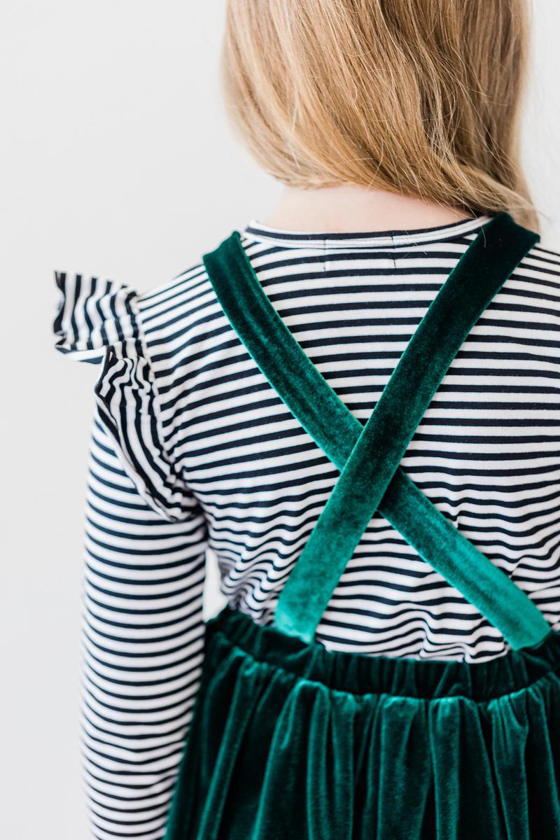 Black & White Stripe L/s Ruffle Tee