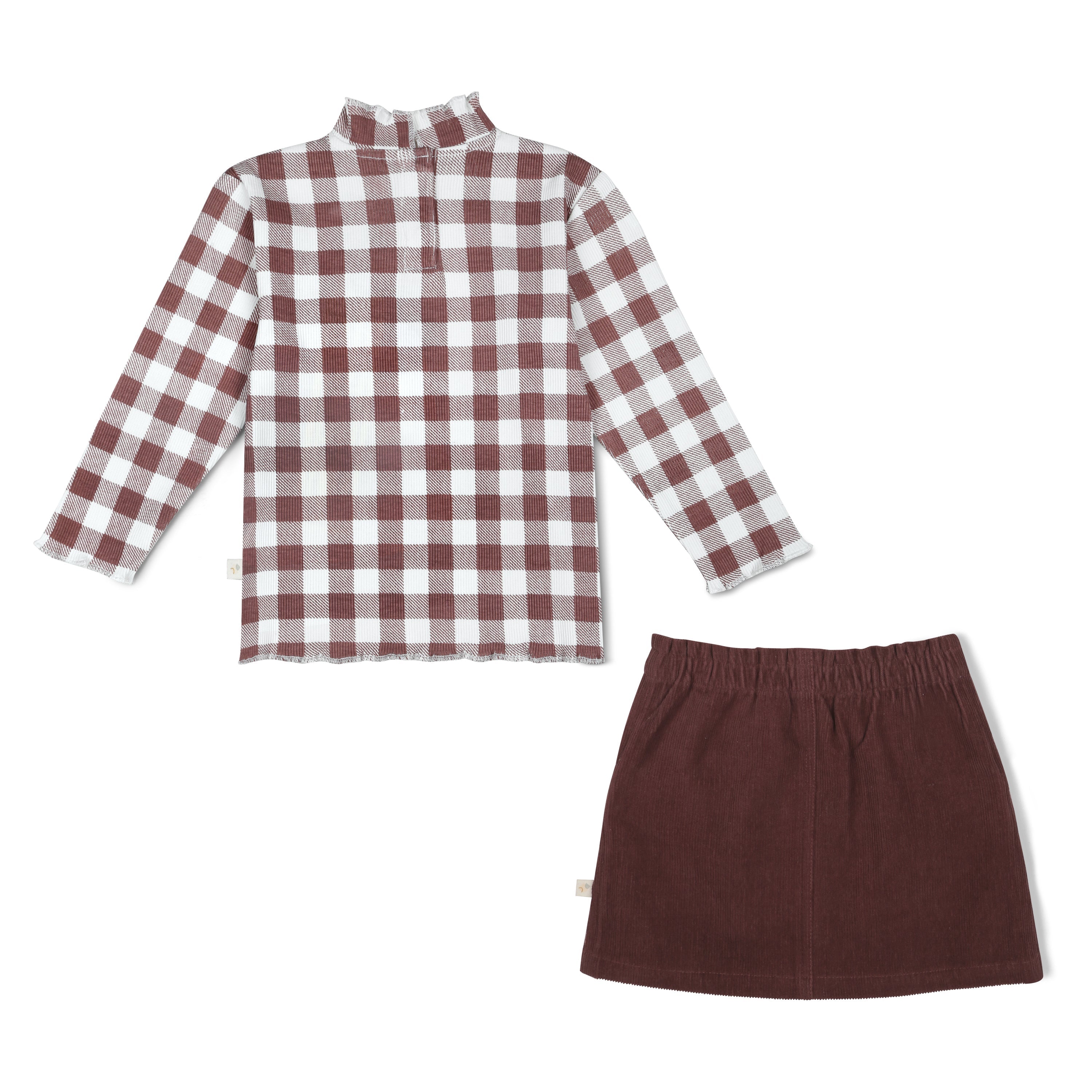 Organic Tee And Corduroy Skirt Set - Plum