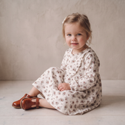 Organic Long Sleeve Ruffle -v- Dress - Winter Berry