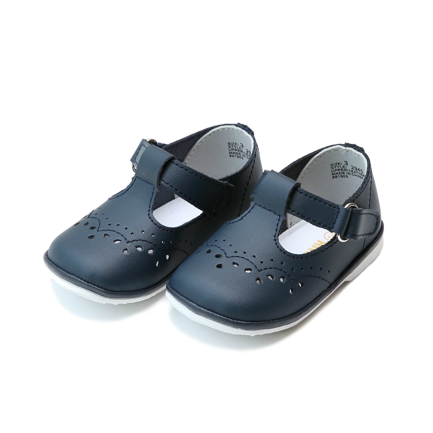 Birdie Navy Leather T-strap Mary Jane (baby)