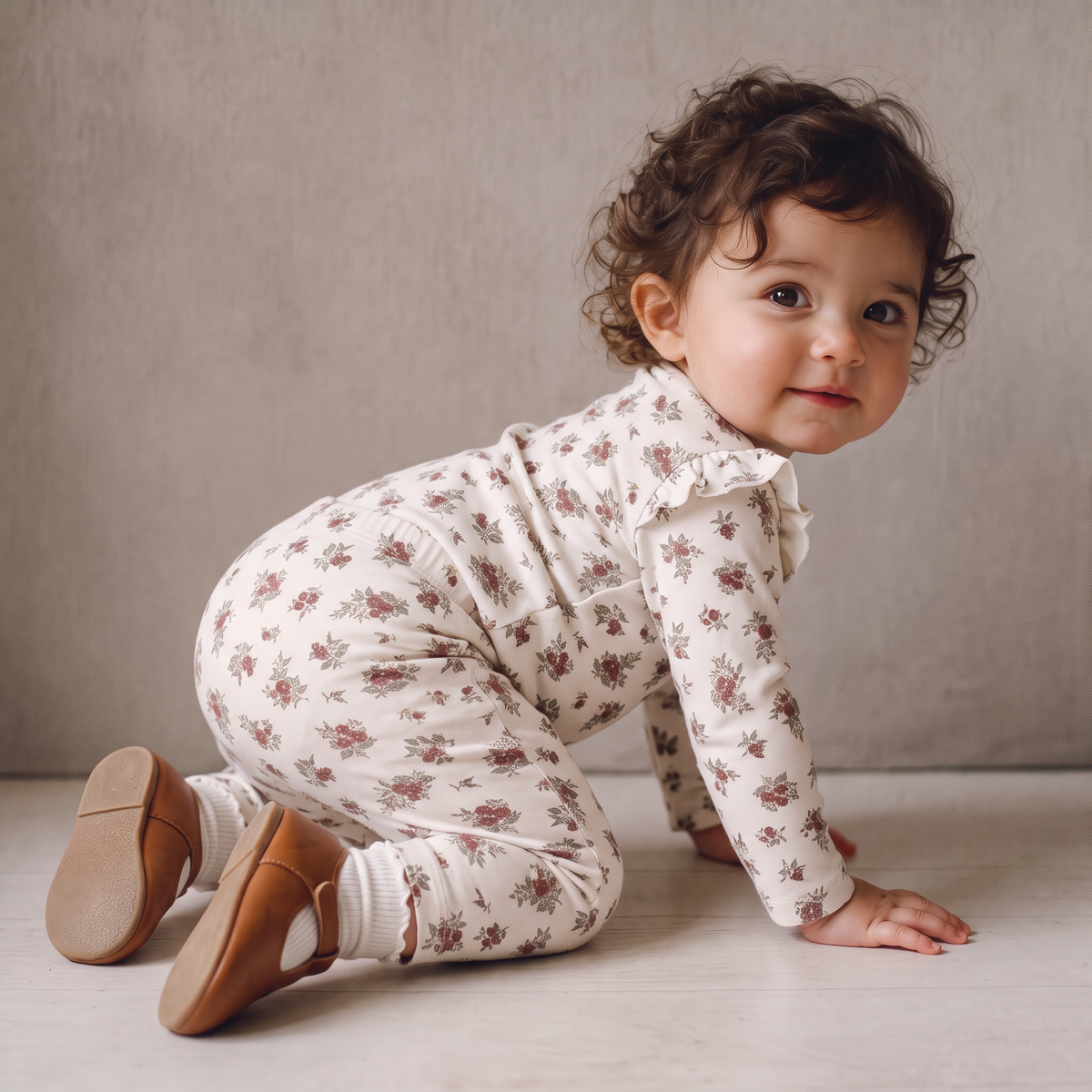 Organic Ruffle Bodysuit & Pants Set - Winter Berry