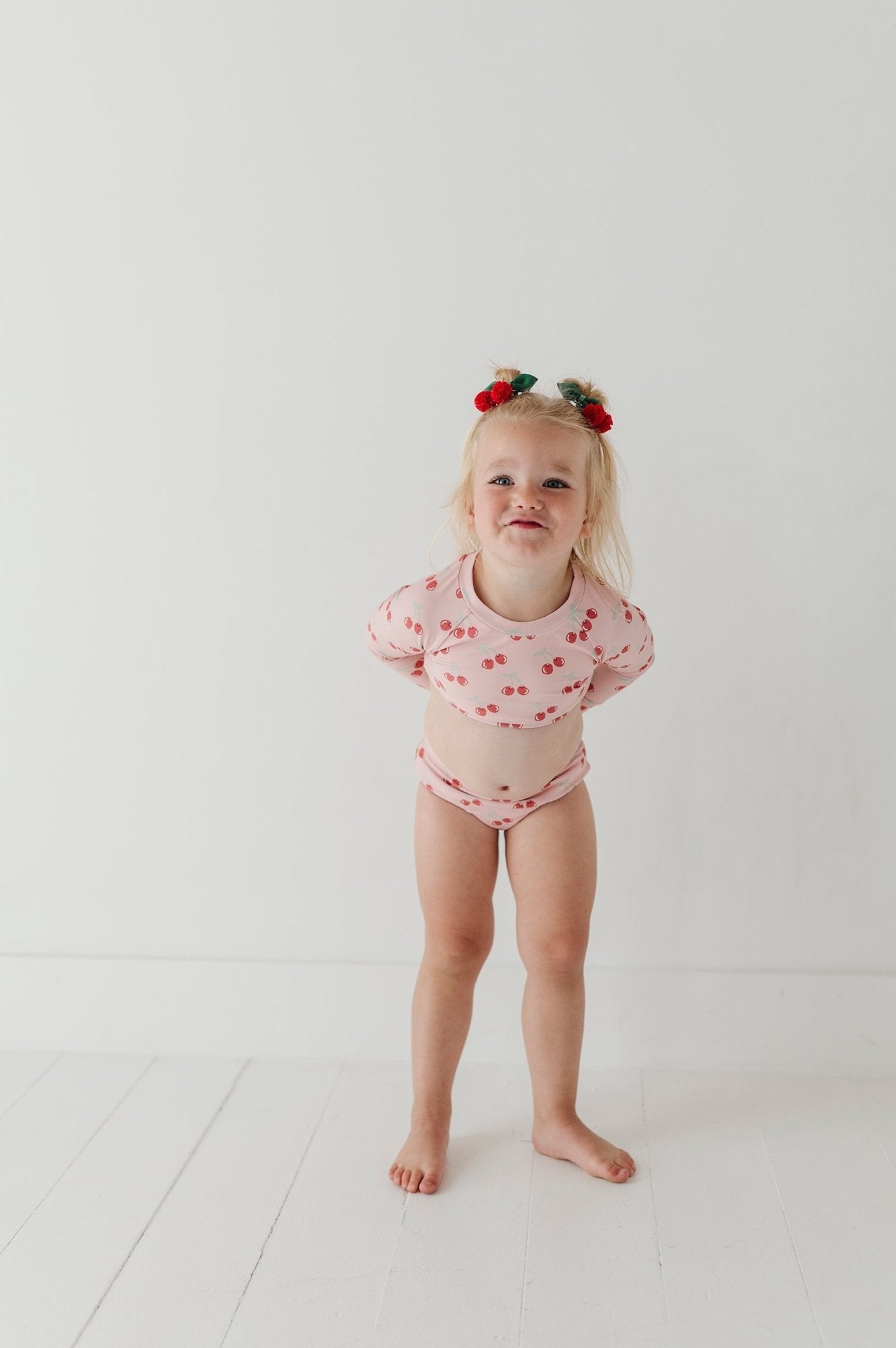 Girls Crop Two-piece Swimsuit In Cherries