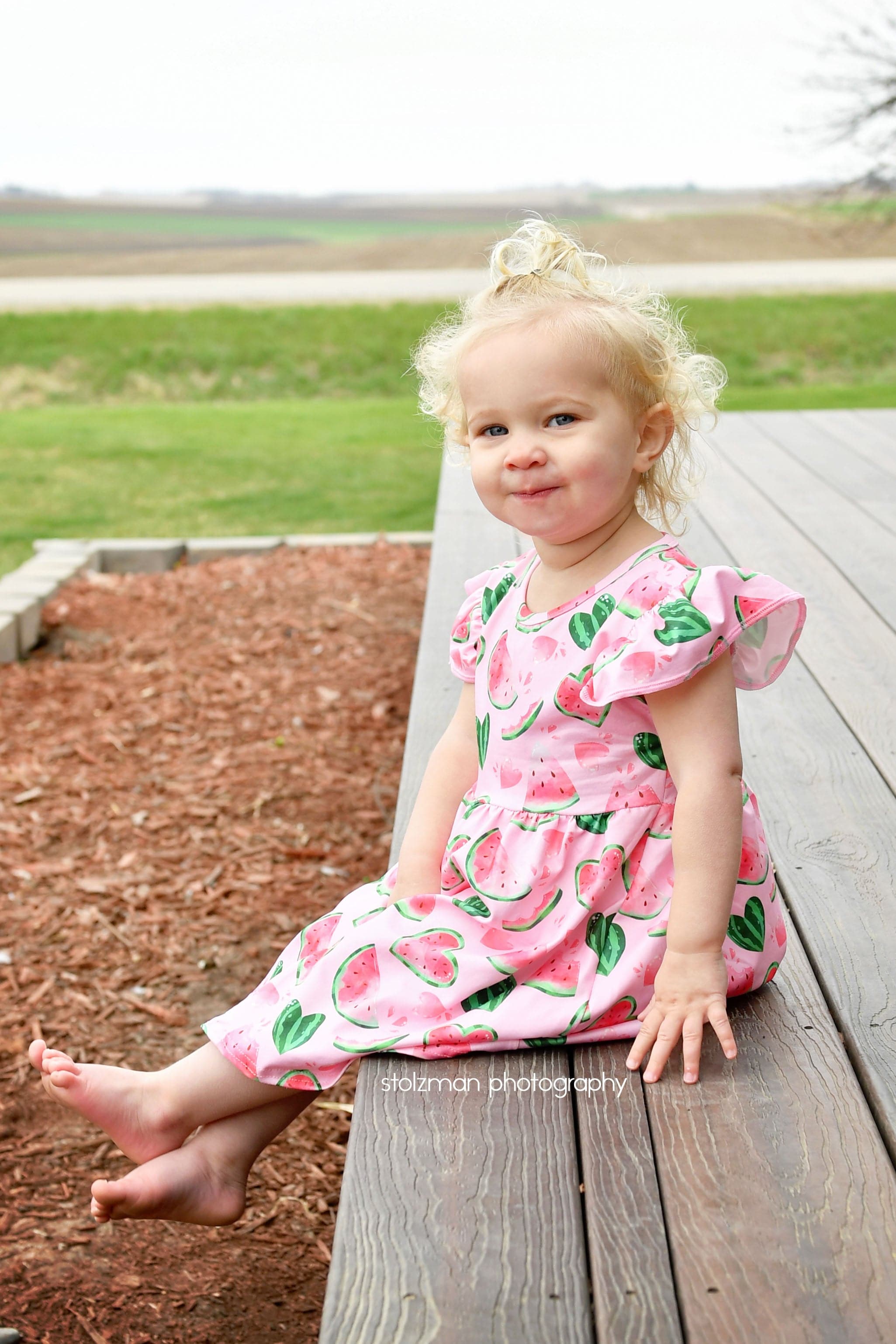 Watermelon Love Long Flutter Milk Silk Dress