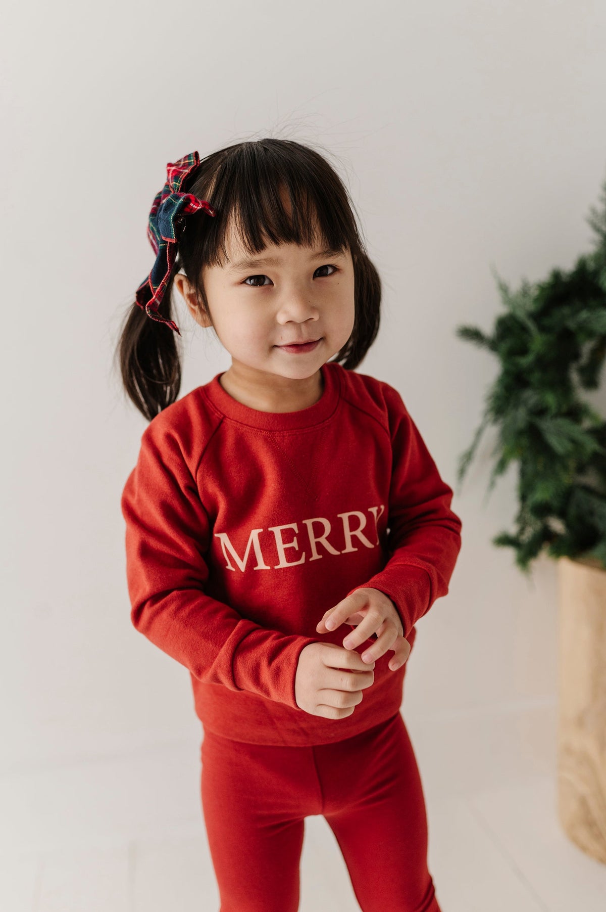 Girls Raglan Sweatshirt In Merry In Berry Red