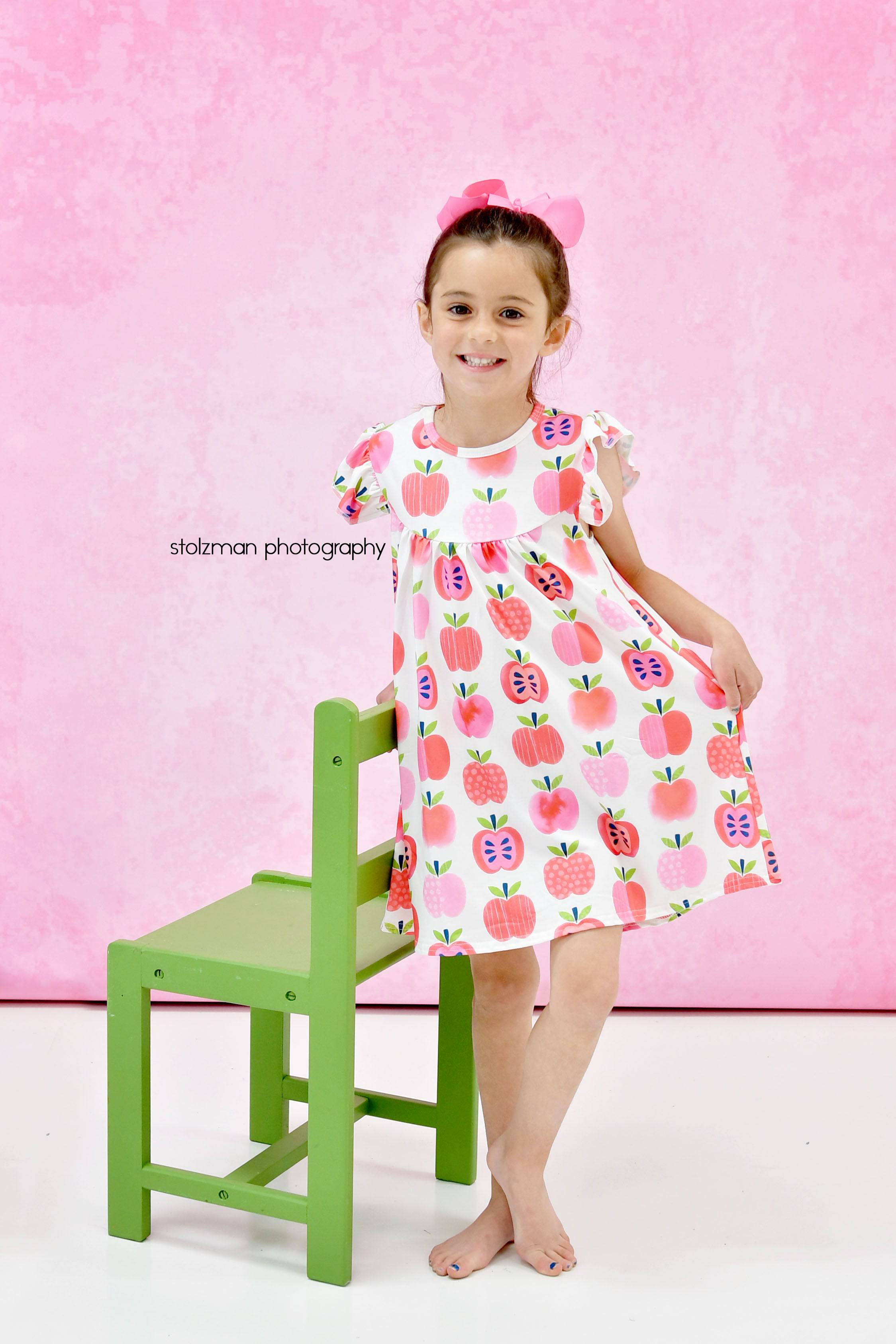 An Apple A Day Flutter Milk Silk Dress