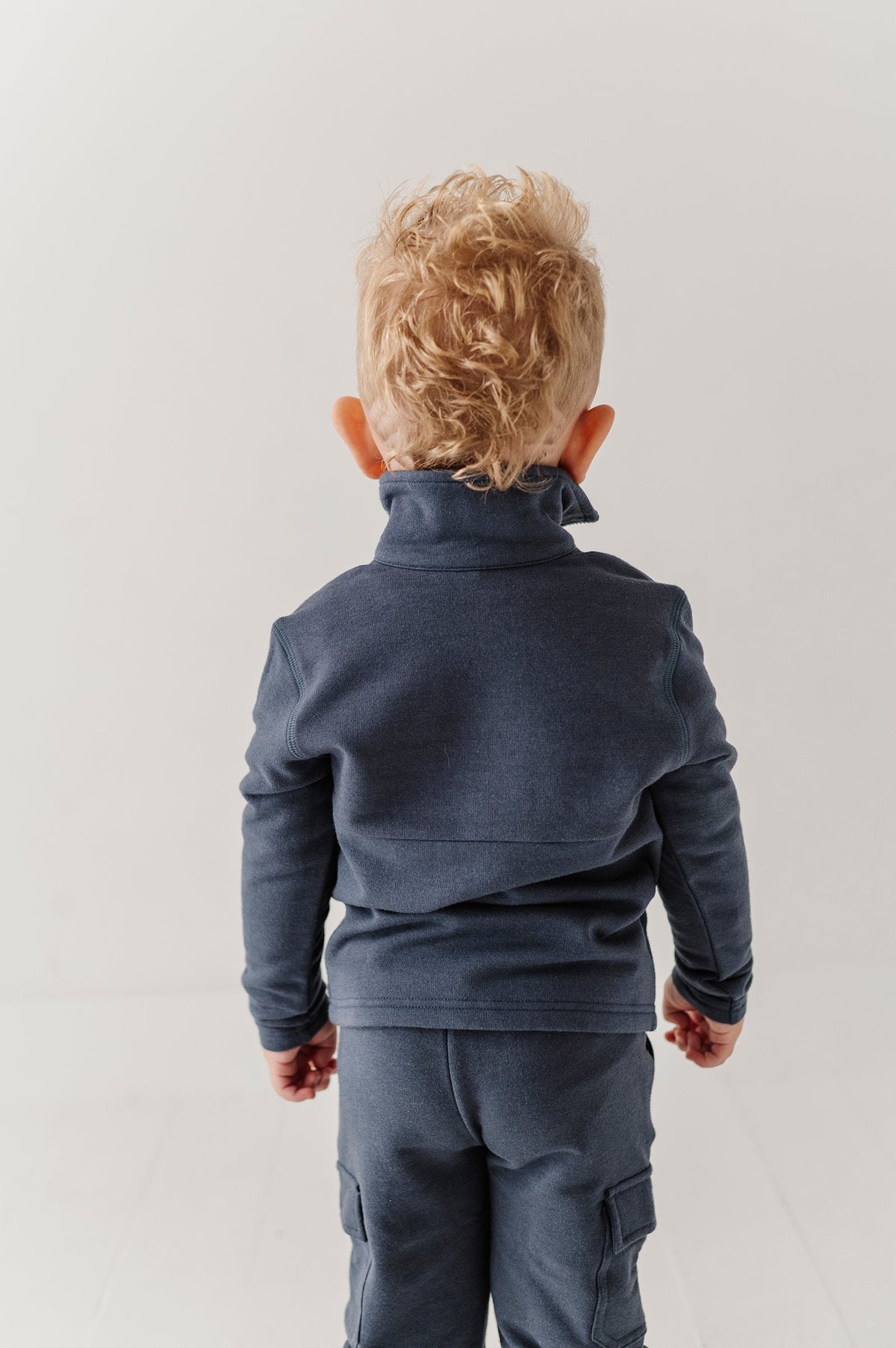 Boys 3/4 Fleece Zip Sweatshirt In Nightfall Blue