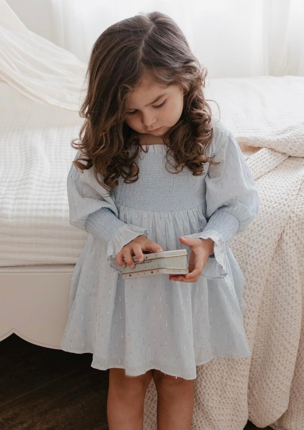 Harlow | Cotton Sparkle Dress | Baby Blue