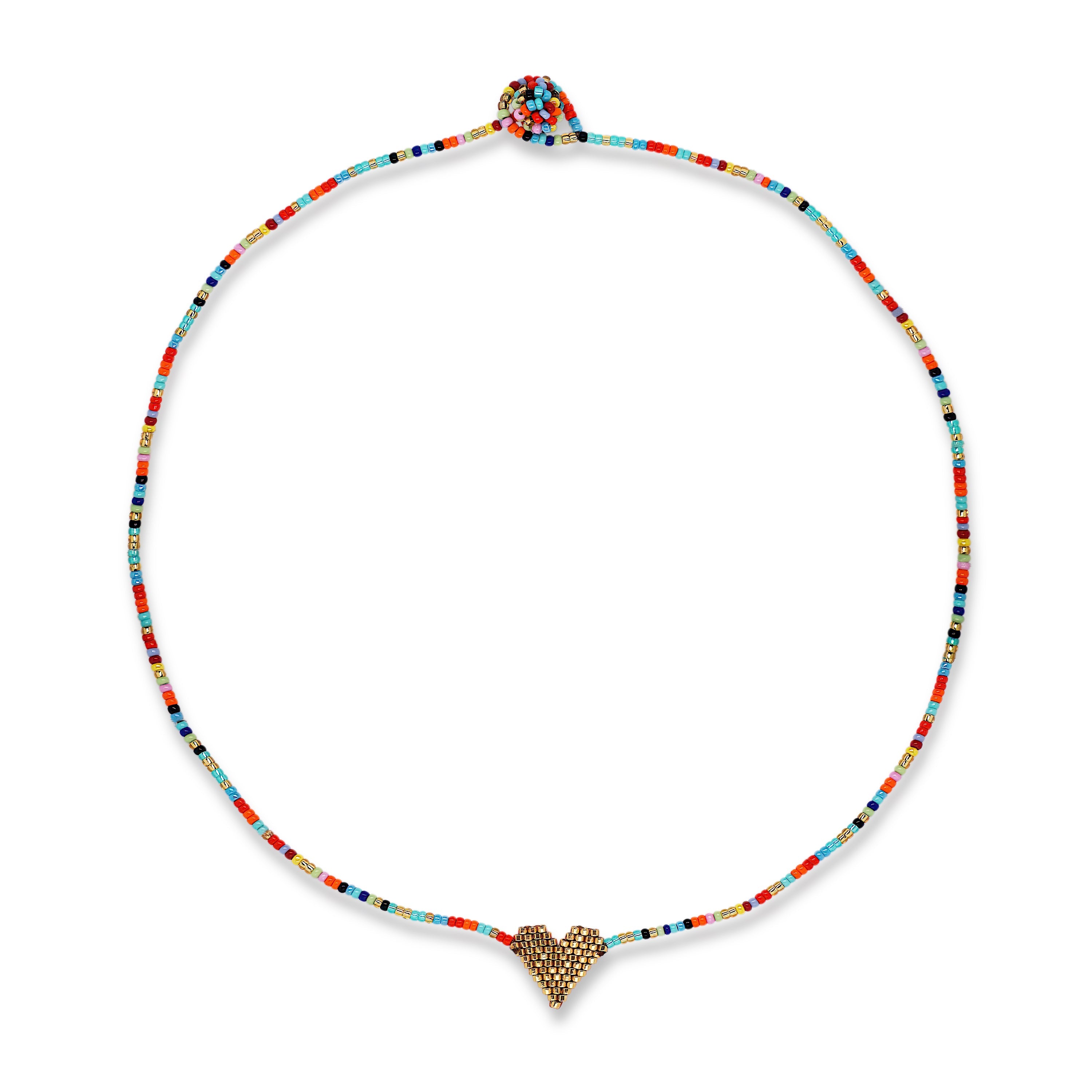 Rainbow Miyuki Heart Necklace